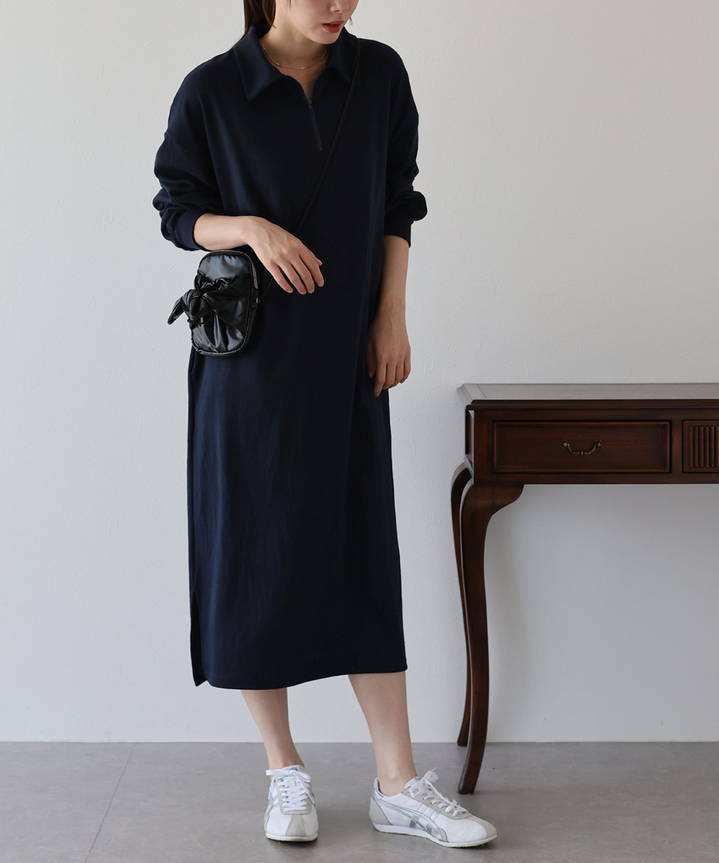 【早割5％OFF】ハーフジップスウェットワンピース
