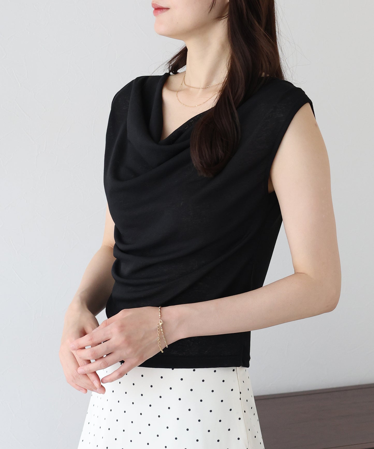 【TIME SALE】ドレープネックフレンチシアーTシャツ【ネコポス】
