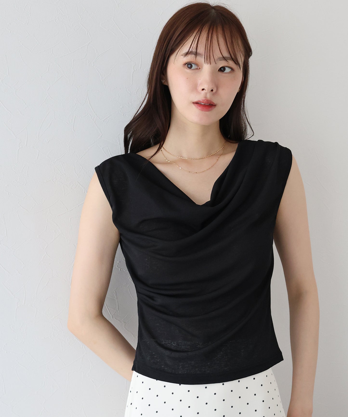 【TIME SALE】ドレープネックフレンチシアーTシャツ【ネコポス】