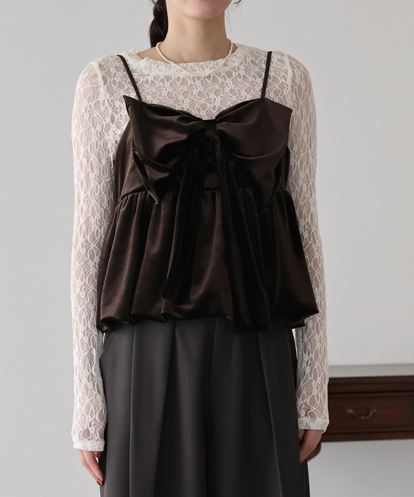 ベロアリボンバルーンビスチェ