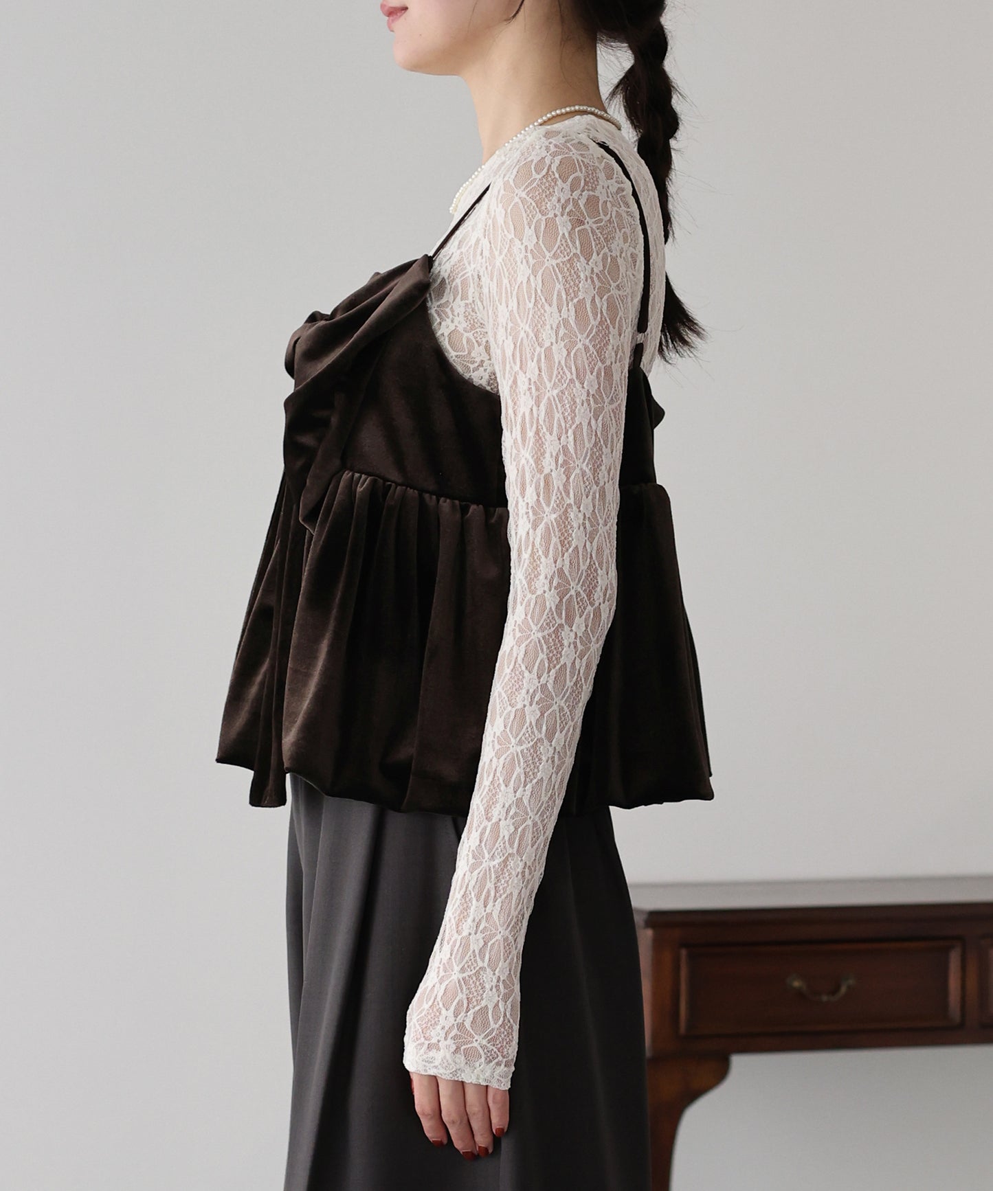 ベロアリボンバルーンビスチェ