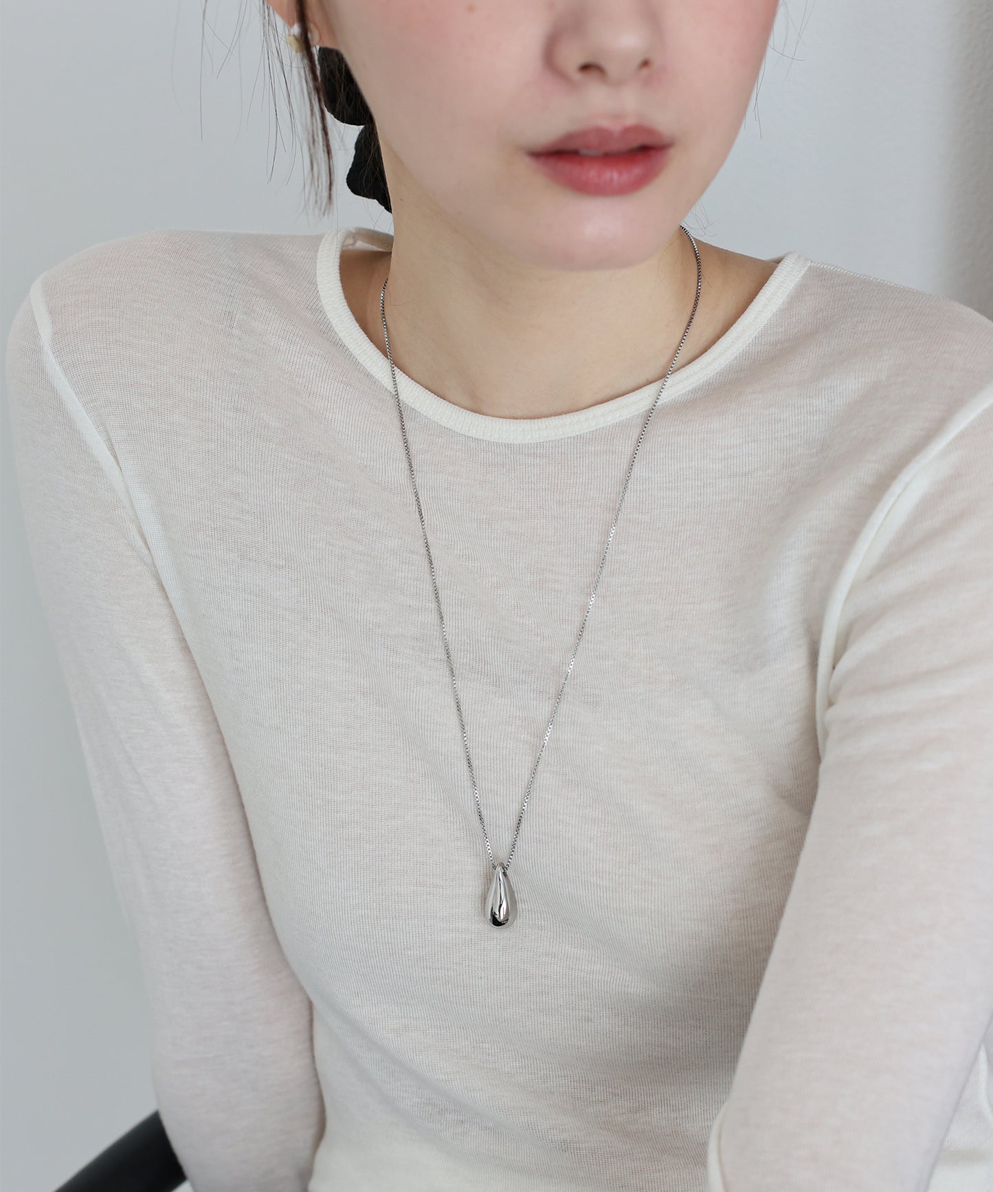 【早割5％OFF】ドロップボールロングネックレス / サージカルステンレス【ネコポス】