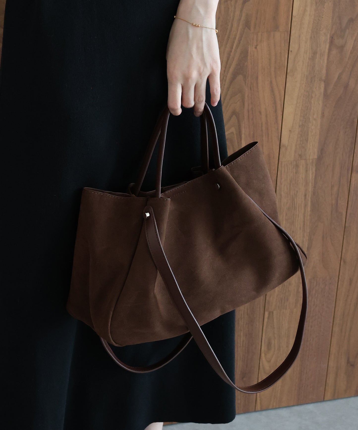 【早割5％OFF】スウェードダブルハンドルバッグ