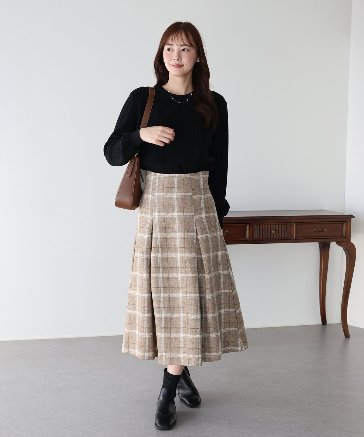 【早割5％OFF】ツイードチェックパネルスカート
