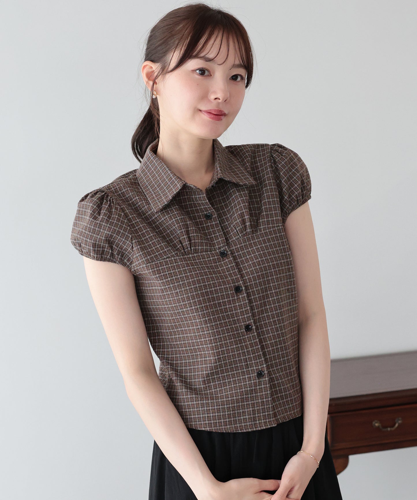 【早割5％OFF】パフスリープチェックシャツ【メール便】