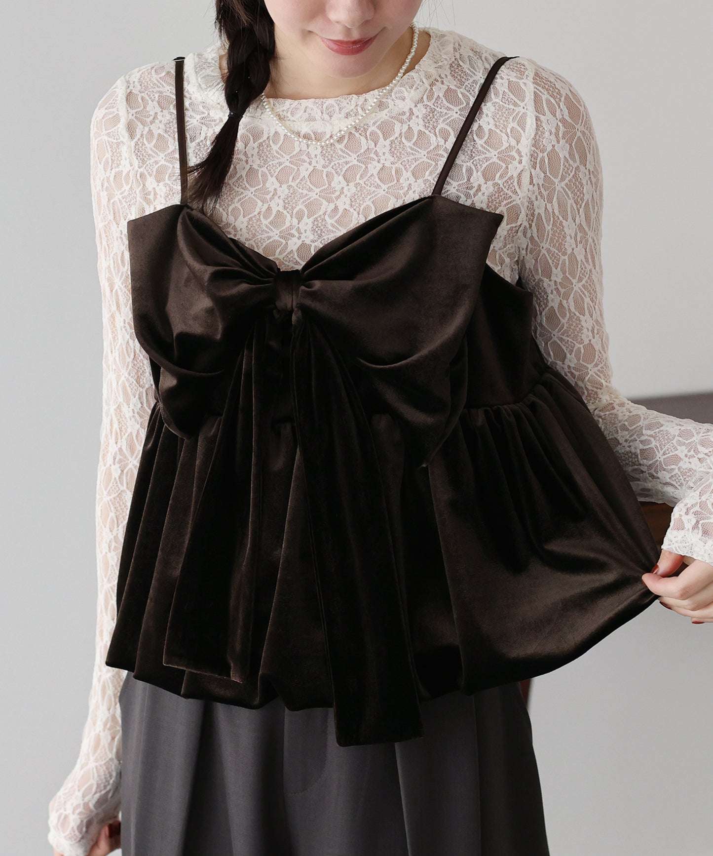 ベロアリボンバルーンビスチェ