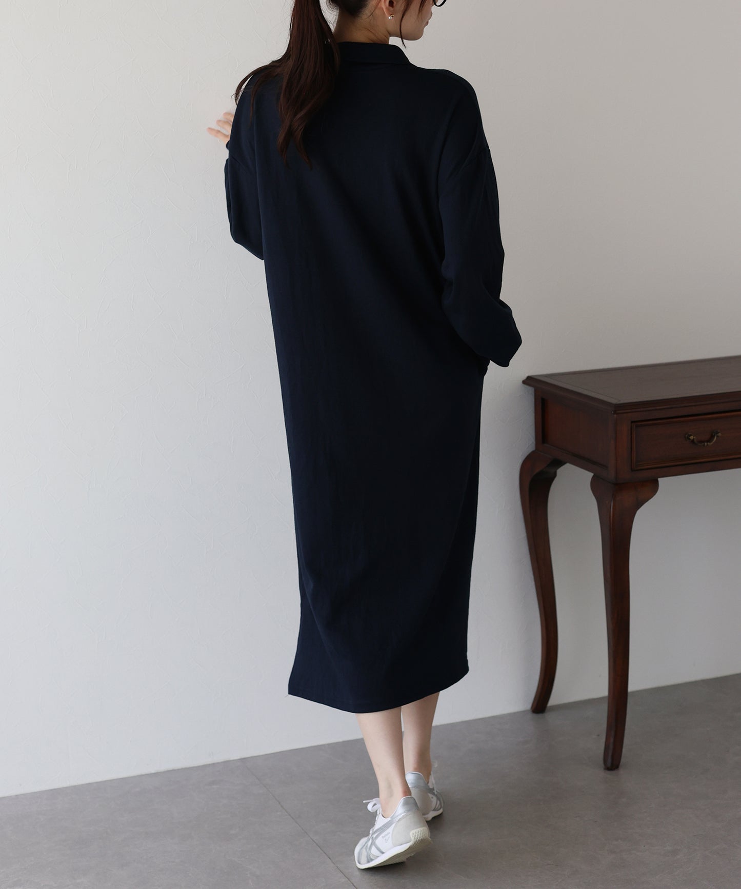 ハーフジップスウェットワンピース