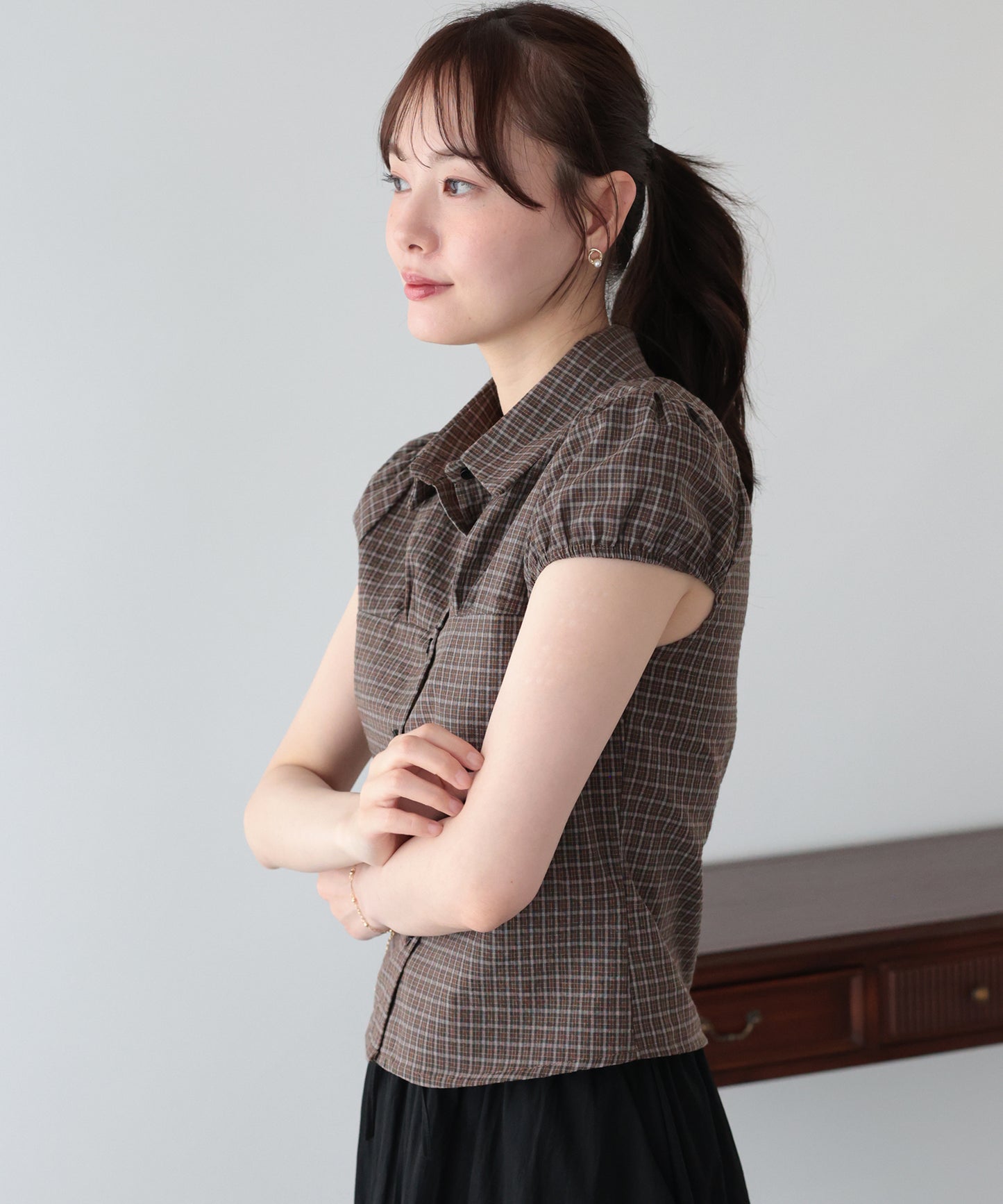 【早割5％OFF】パフスリープチェックシャツ【メール便】