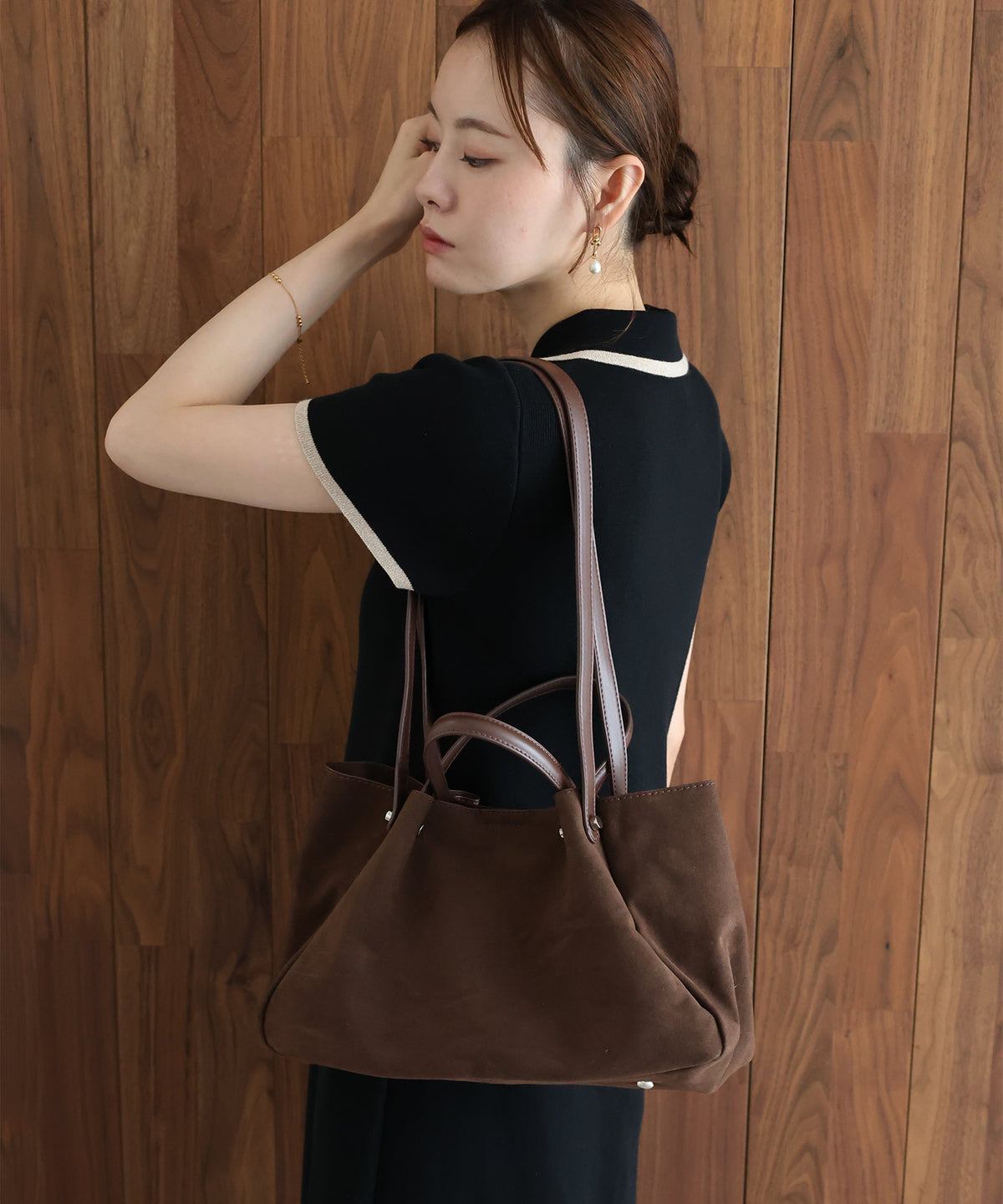 【早割5％OFF】スウェードダブルハンドルバッグ