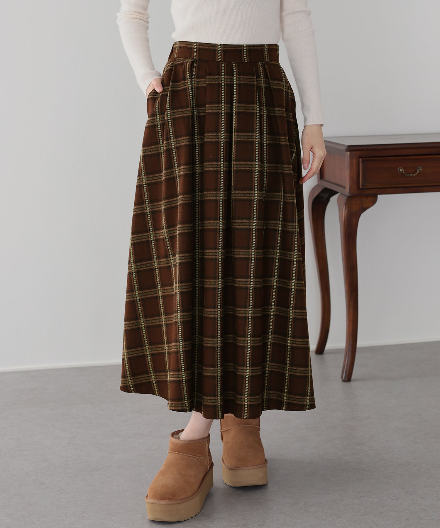 丈が選べるチェックロングスカート – BLUE ONLINE