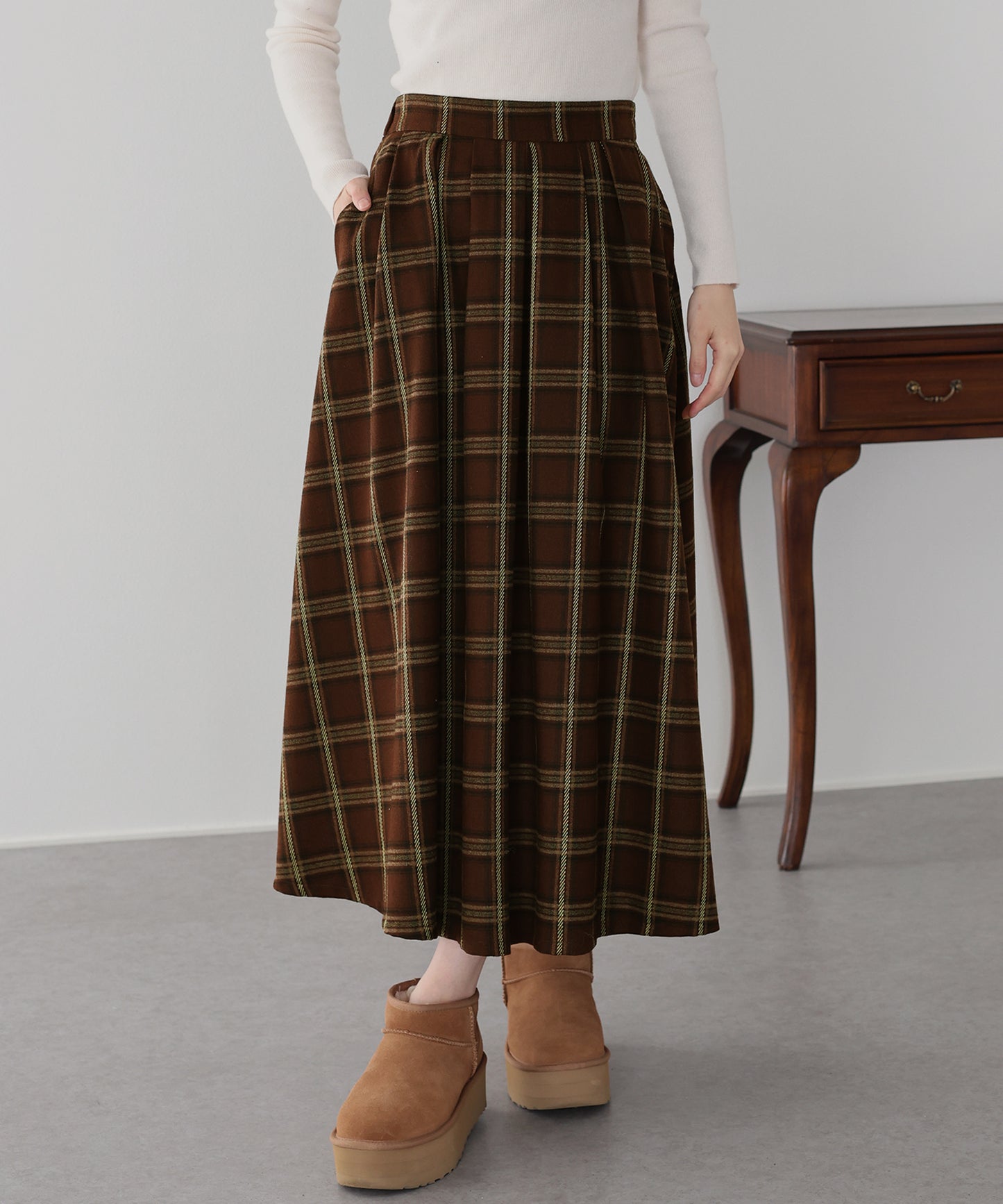 丈が選べるチェックロングスカート
