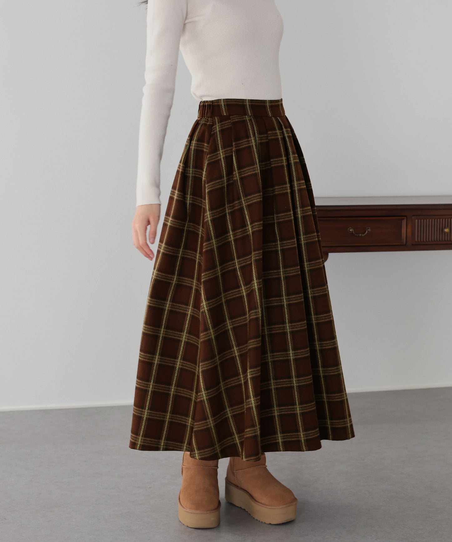 丈が選べるチェックロングスカート