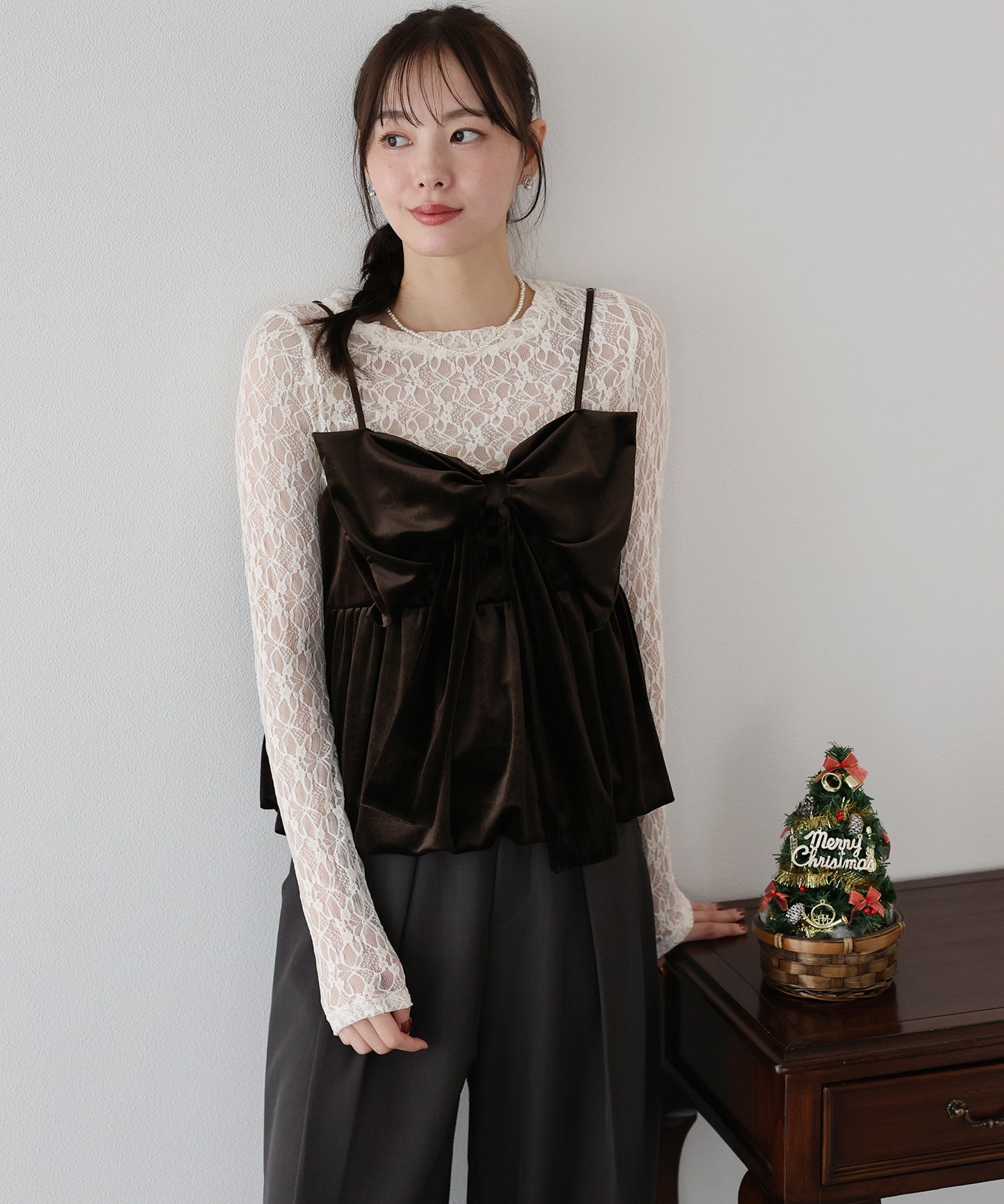 ベロアリボンバルーンビスチェ