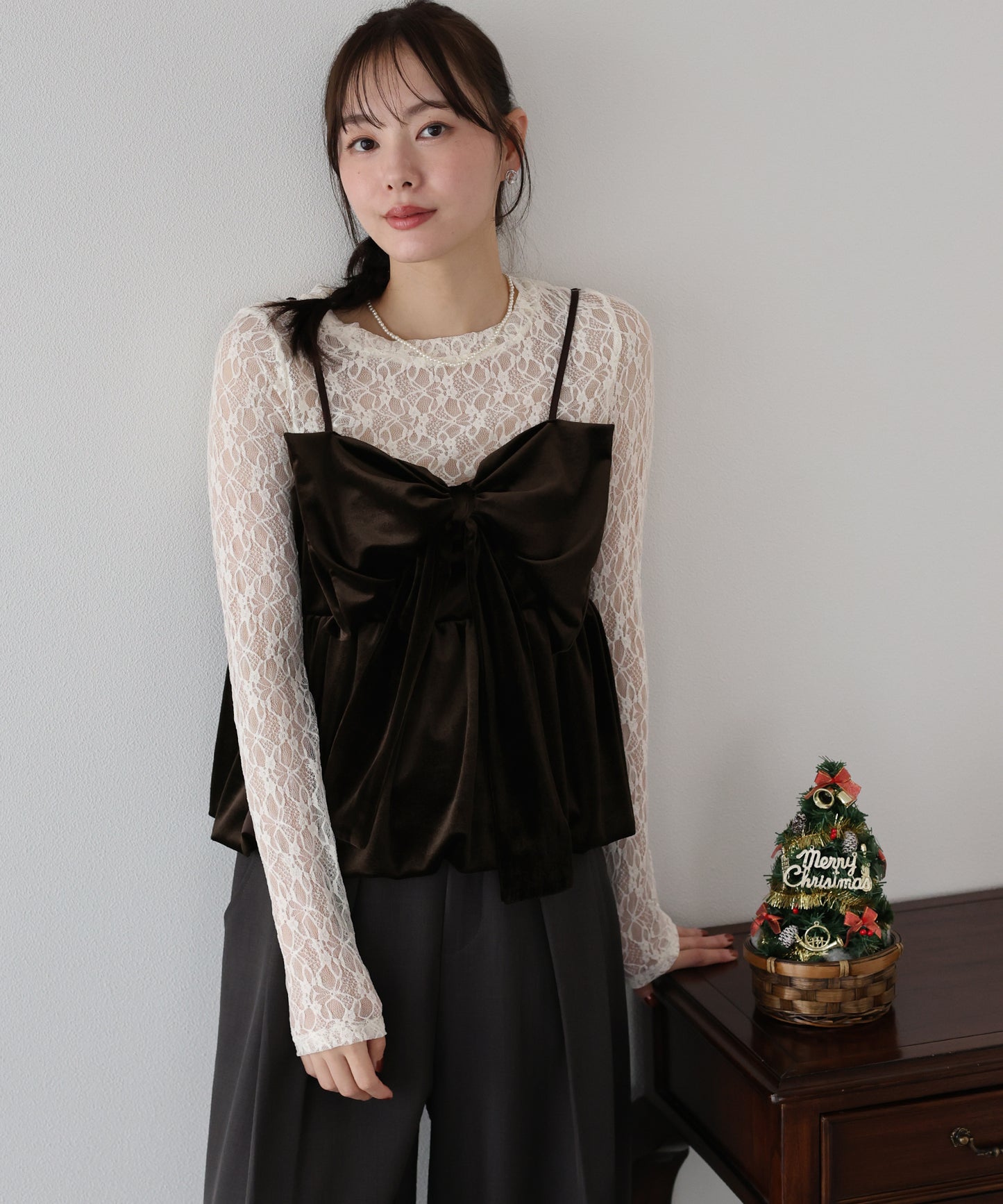 ベロアリボンバルーンビスチェ