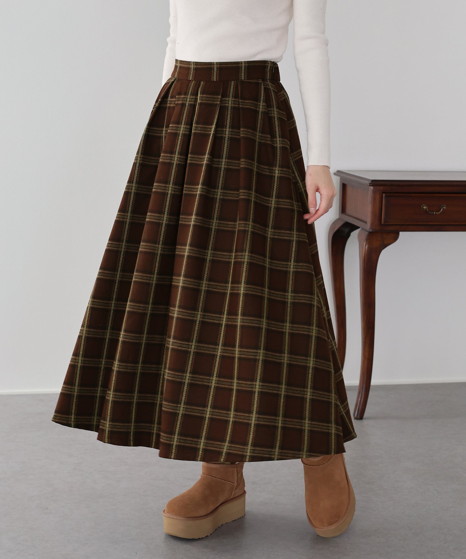 丈が選べるチェックロングスカート – BLUE ONLINE