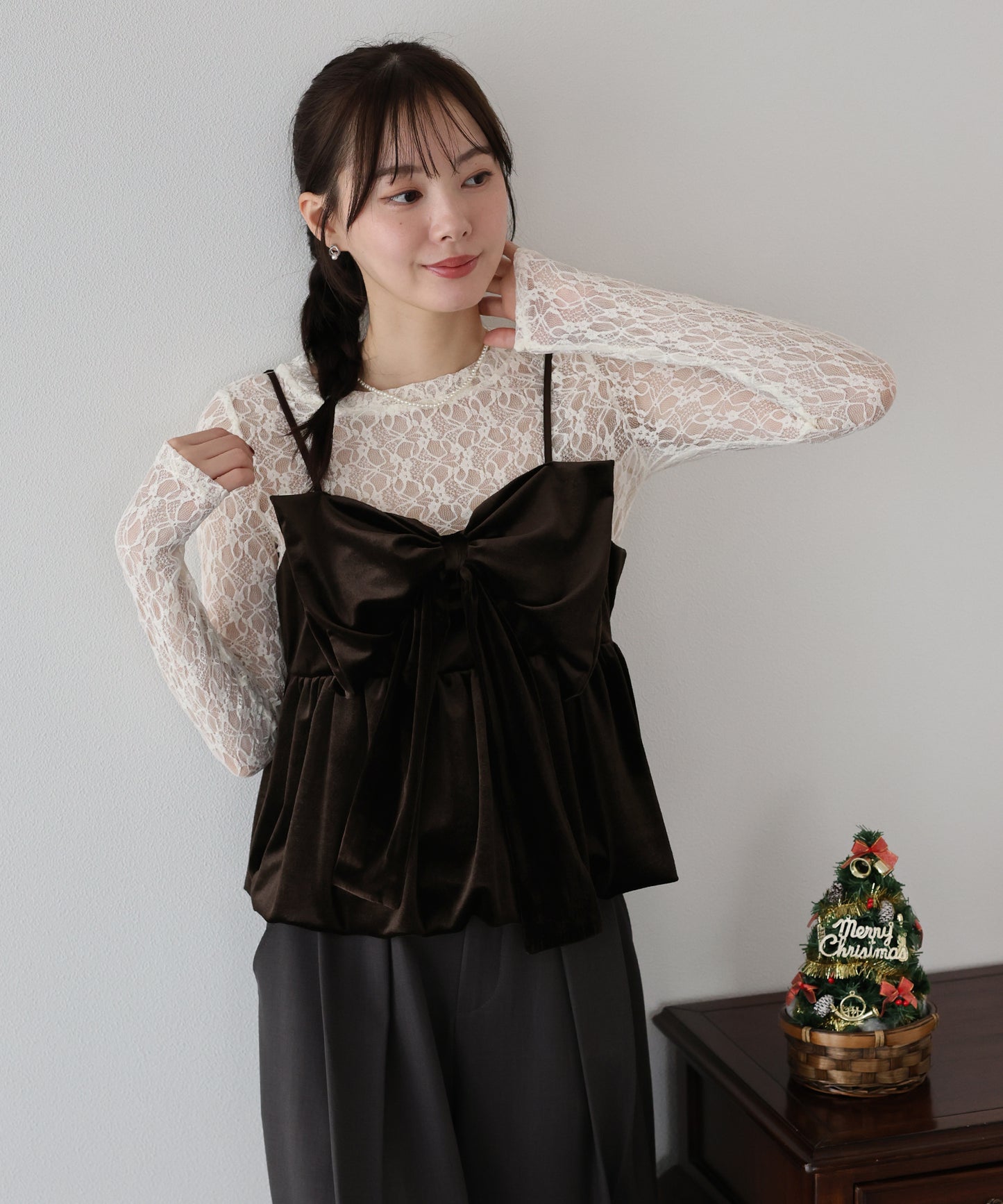 ベロアリボンバルーンビスチェ