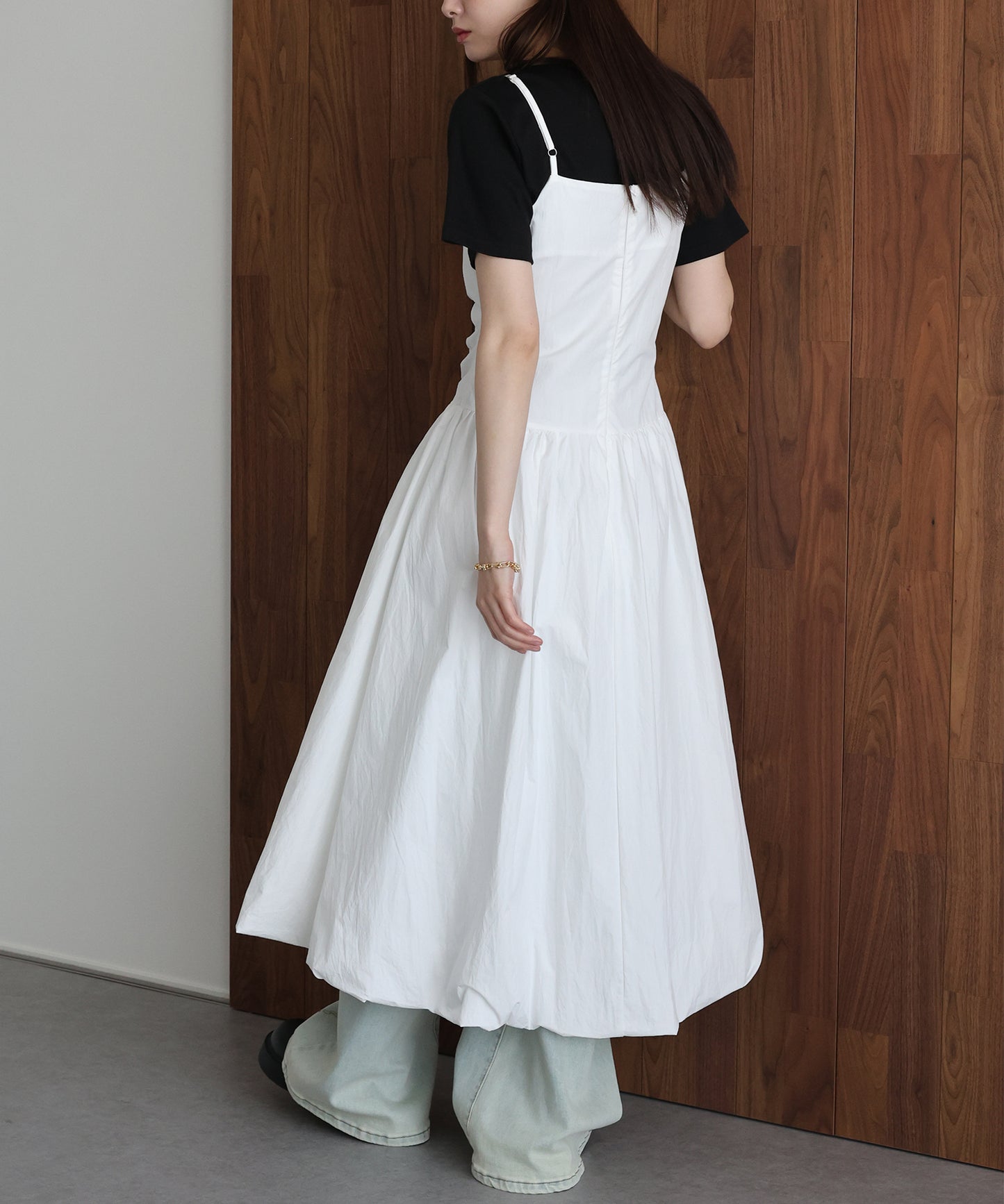 【早割5％OFF】サイドギャザーバルーンキャミワンピース