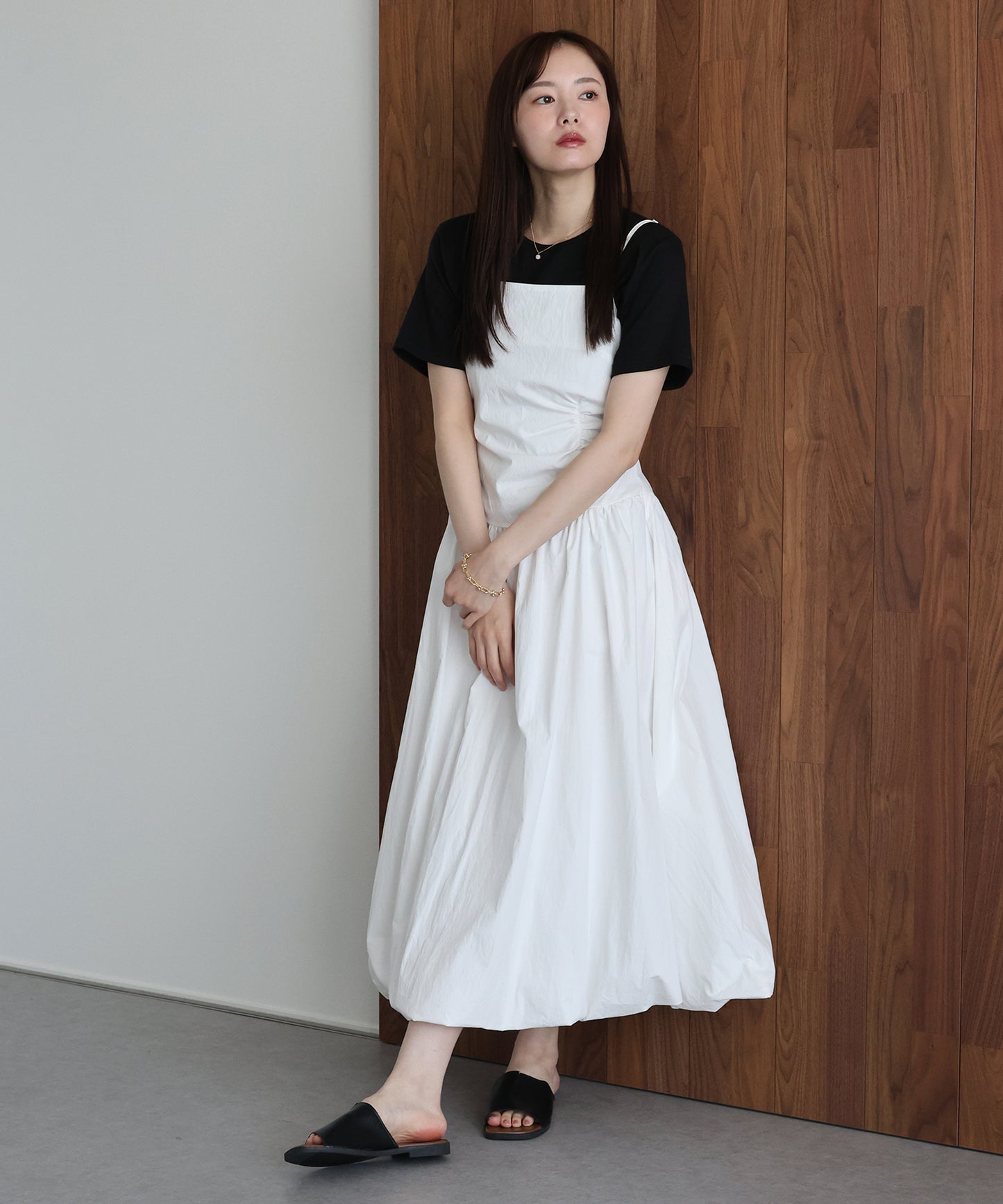 【早割5％OFF】サイドギャザーバルーンキャミワンピース