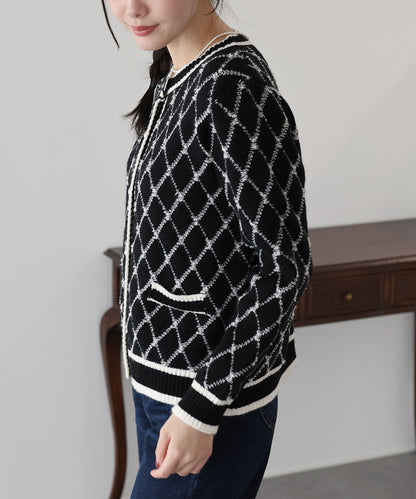 【SALE】スクエアジャガードカーディガン