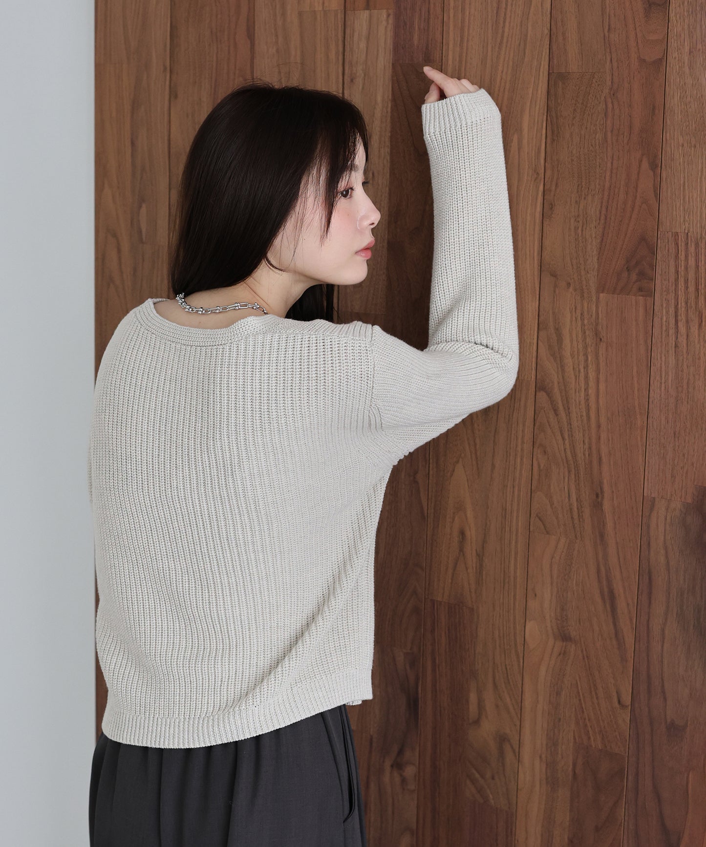 スラブニットＶネックカーディガン