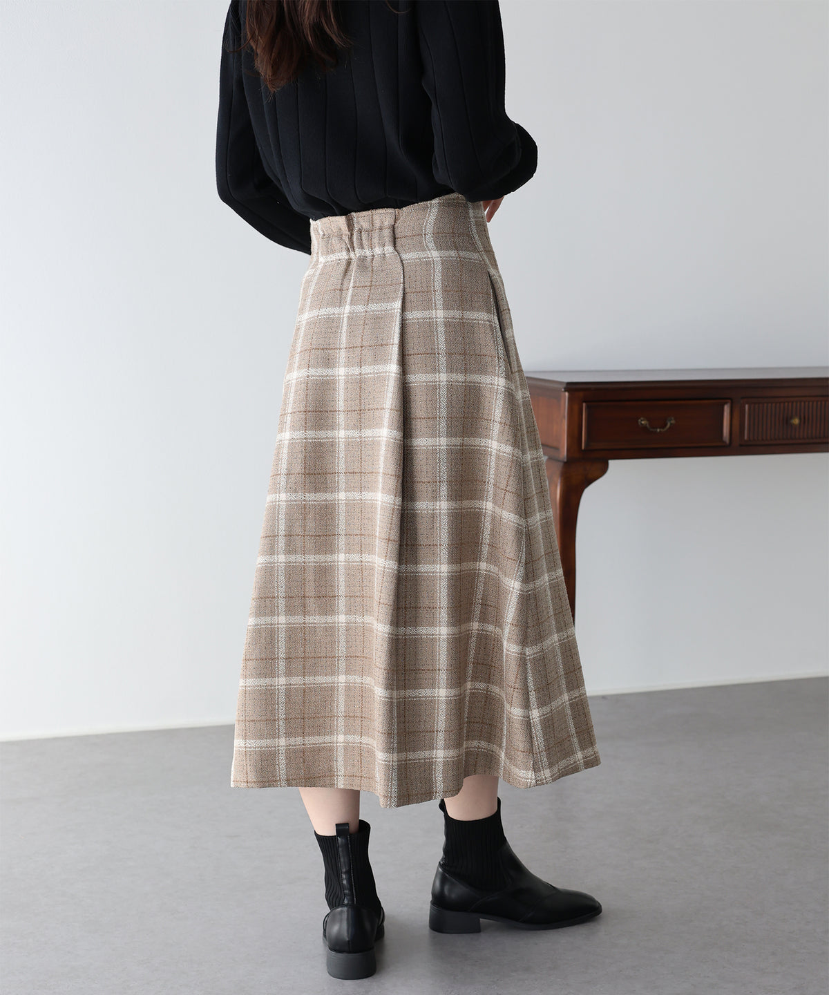【早割5％OFF】ツイードチェックパネルスカート