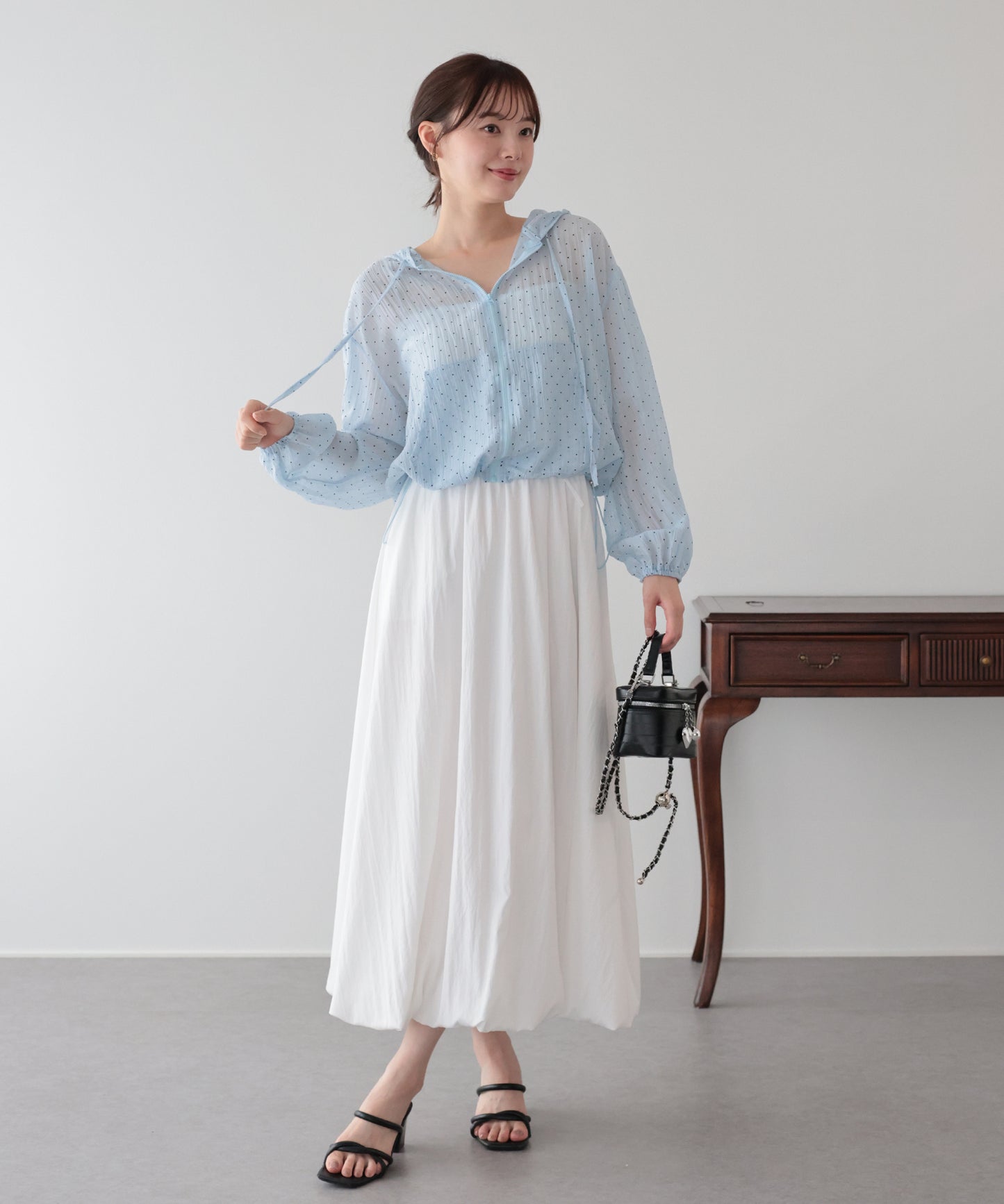 【早割5％OFF】フード付きドットシアーシャツ【メール便】
