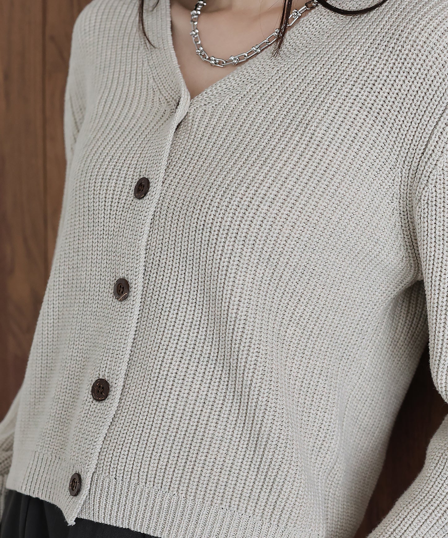 スラブニットＶネックカーディガン