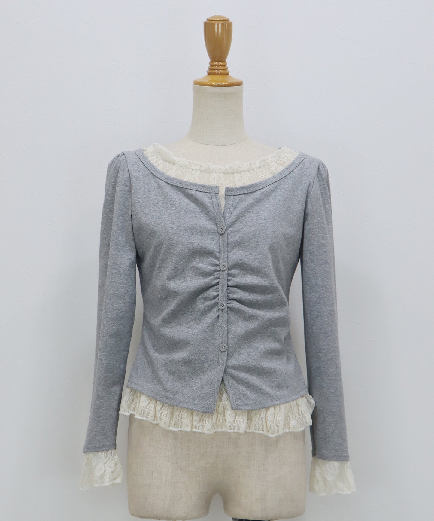 【早割5％OFF】レースレイヤードギャザーTシャツ【ネコポス】