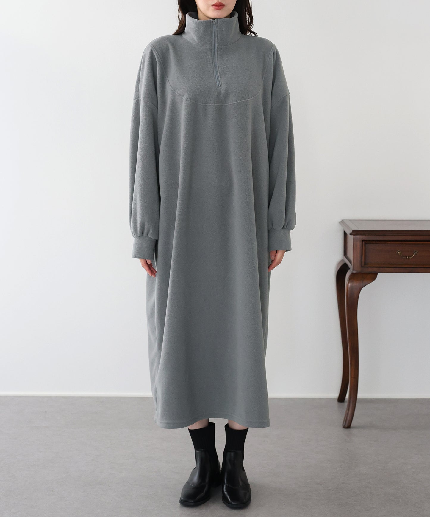 【早割5％OFF】ハーフジップフリースワンピース