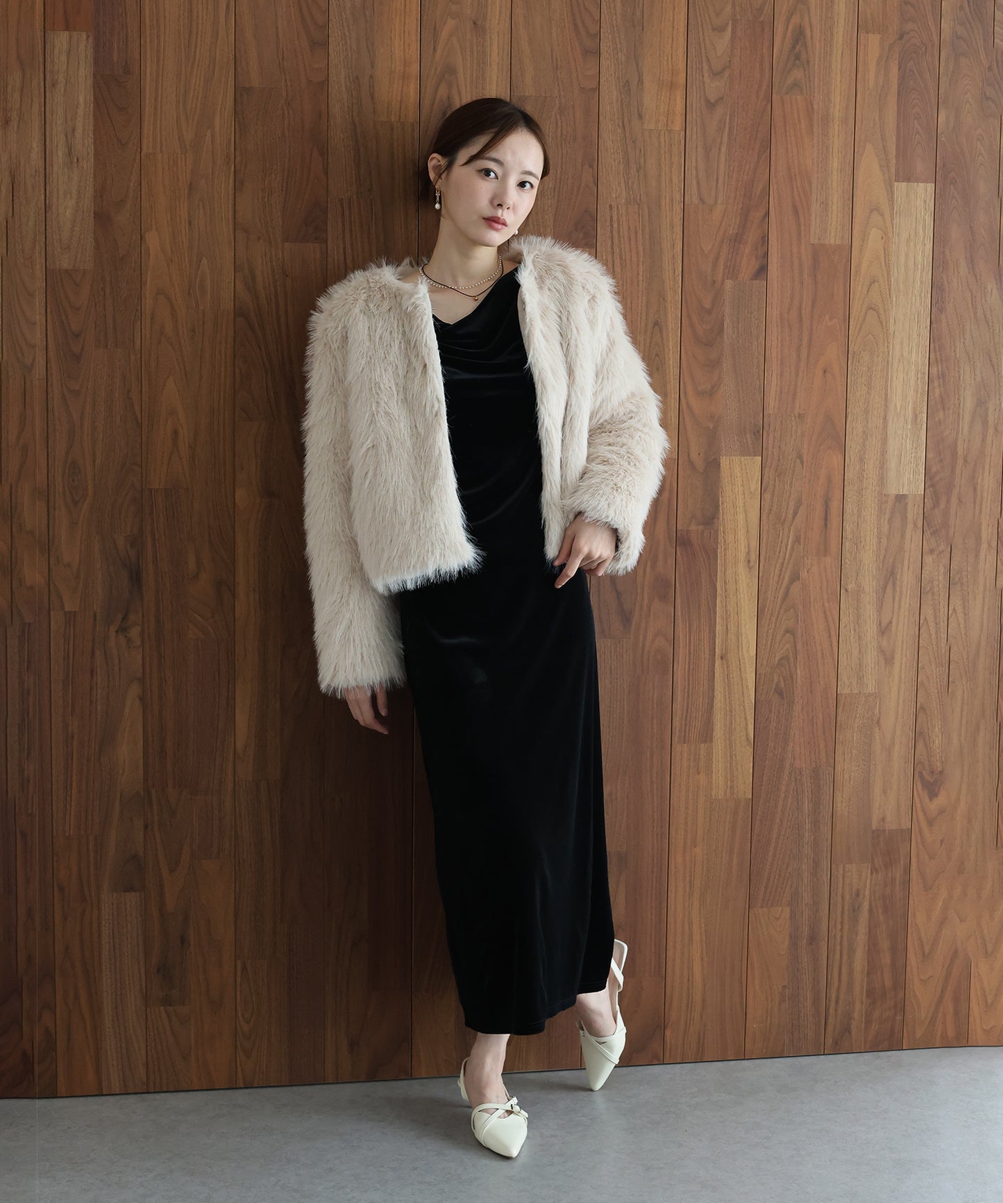 【早割5％OFF】ドレープベロアマキシワンピース