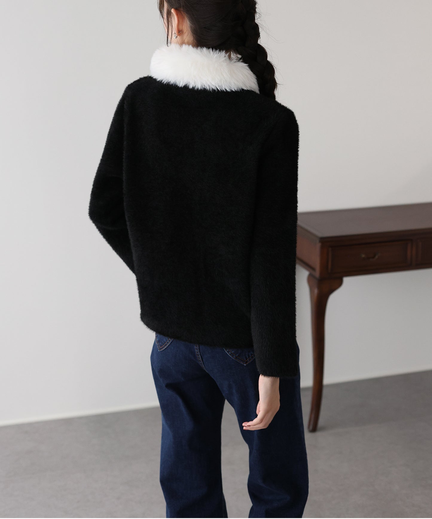 【早割5％OFF】ファー襟ニットジャケット