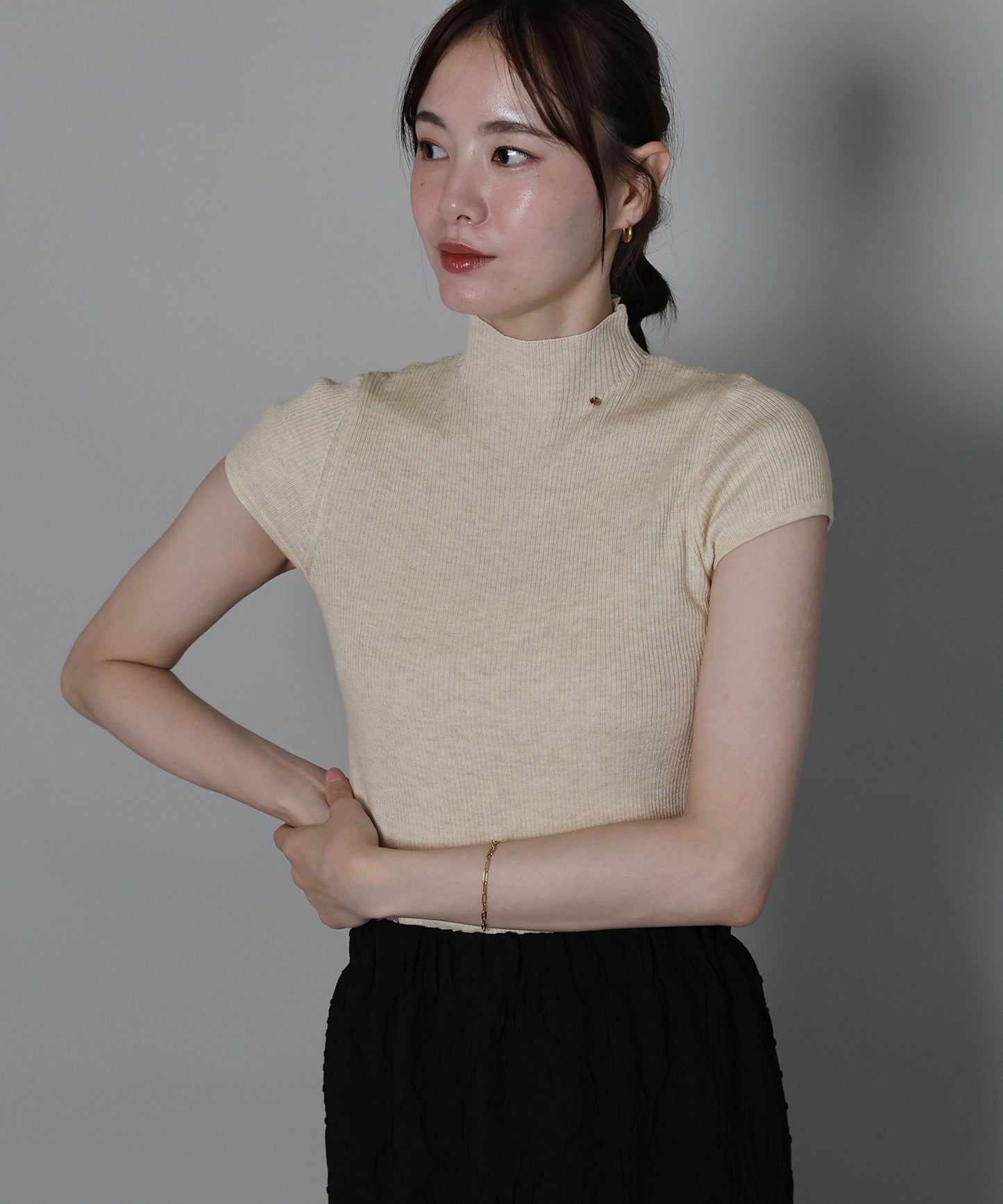 【早割5％OFF】ウール混フレンチスリーブニット【ネコポス】[ J by blue ]
