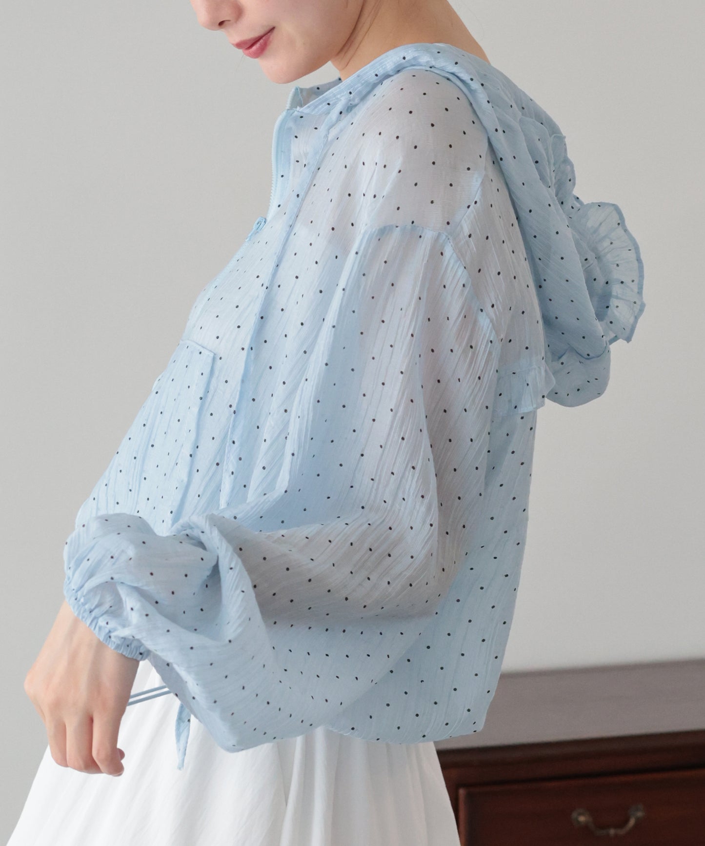 【早割5％OFF】フード付きドットシアーシャツ【メール便】