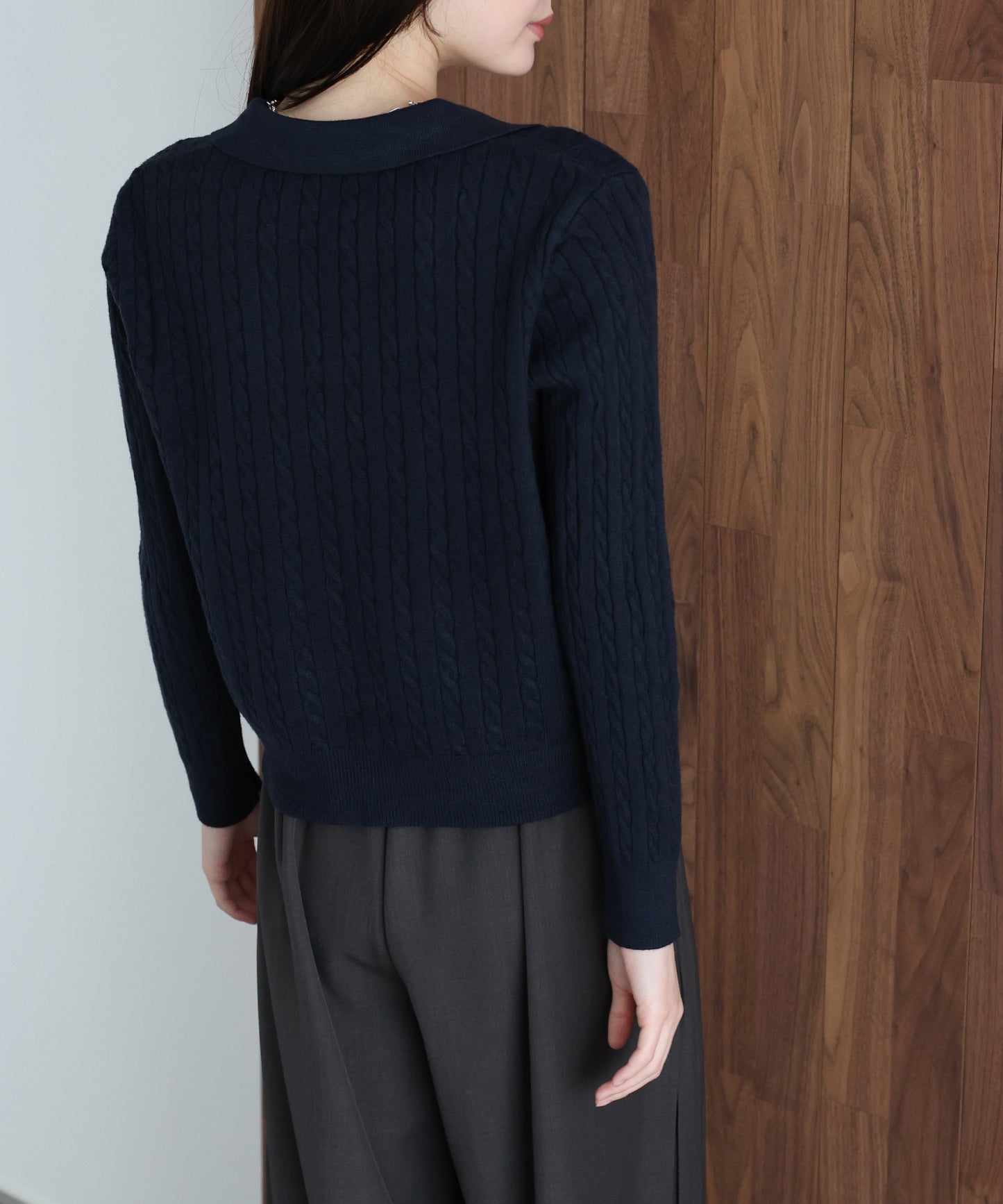 ゴールドボタンケーブルニットカーディガン[ J by blue ]