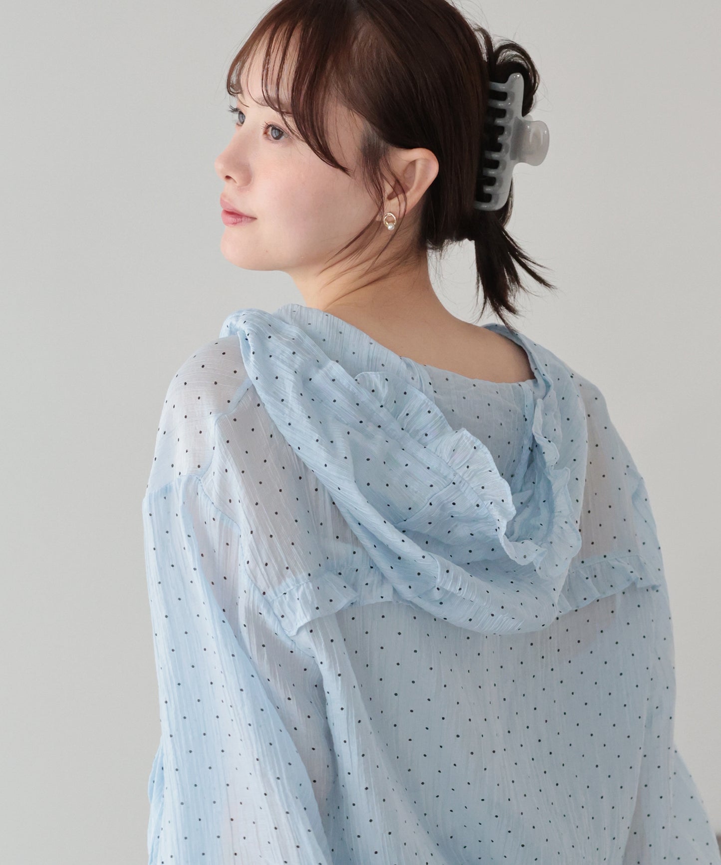 【早割5％OFF】フード付きドットシアーシャツ【メール便】