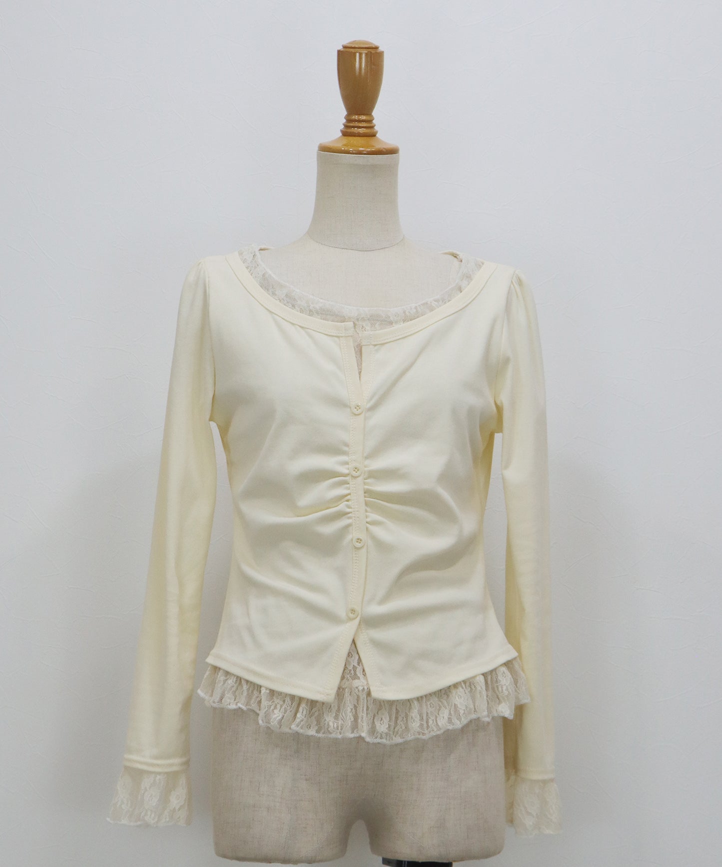 【早割5％OFF】レースレイヤードギャザーTシャツ【ネコポス】