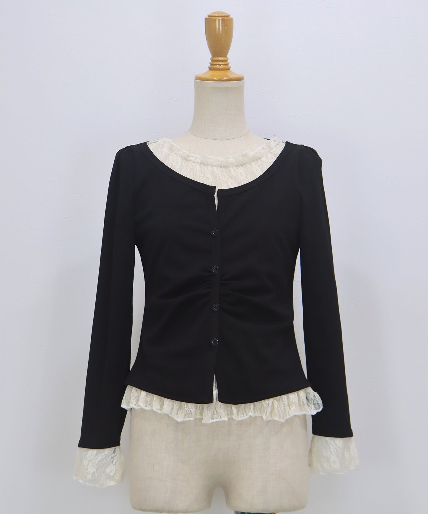 【早割5％OFF】レースレイヤードギャザーTシャツ【ネコポス】