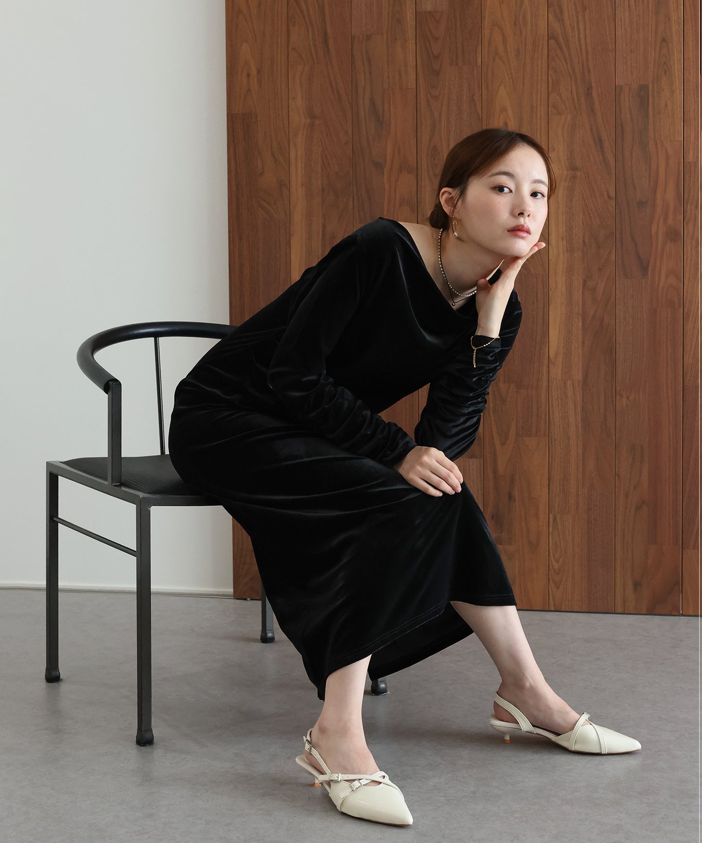 【早割5％OFF】ドレープベロアマキシワンピース