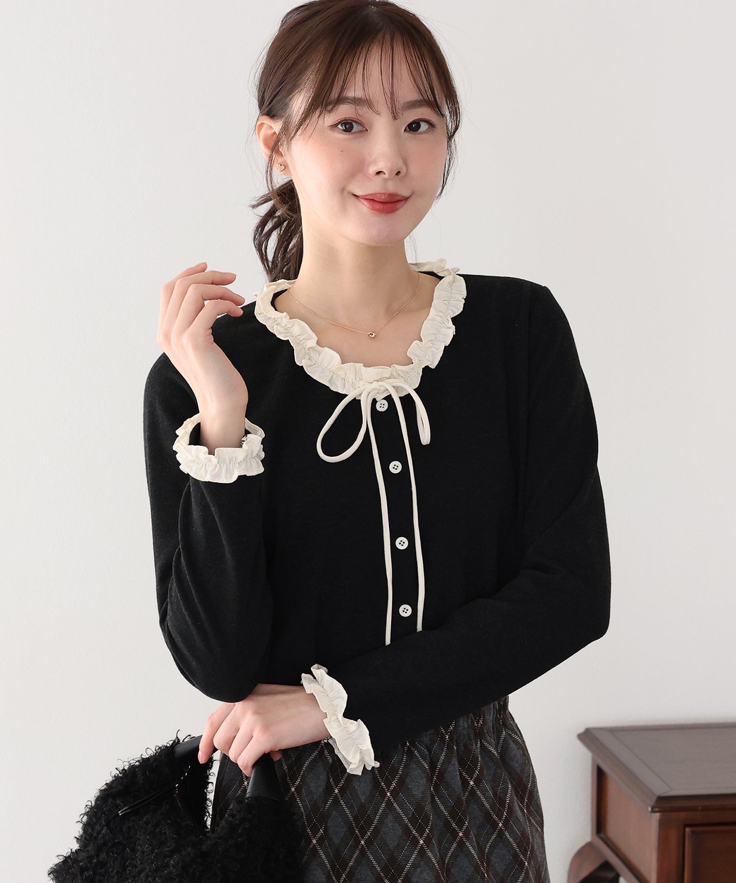 【早割5％OFF】フリルドッキングニット