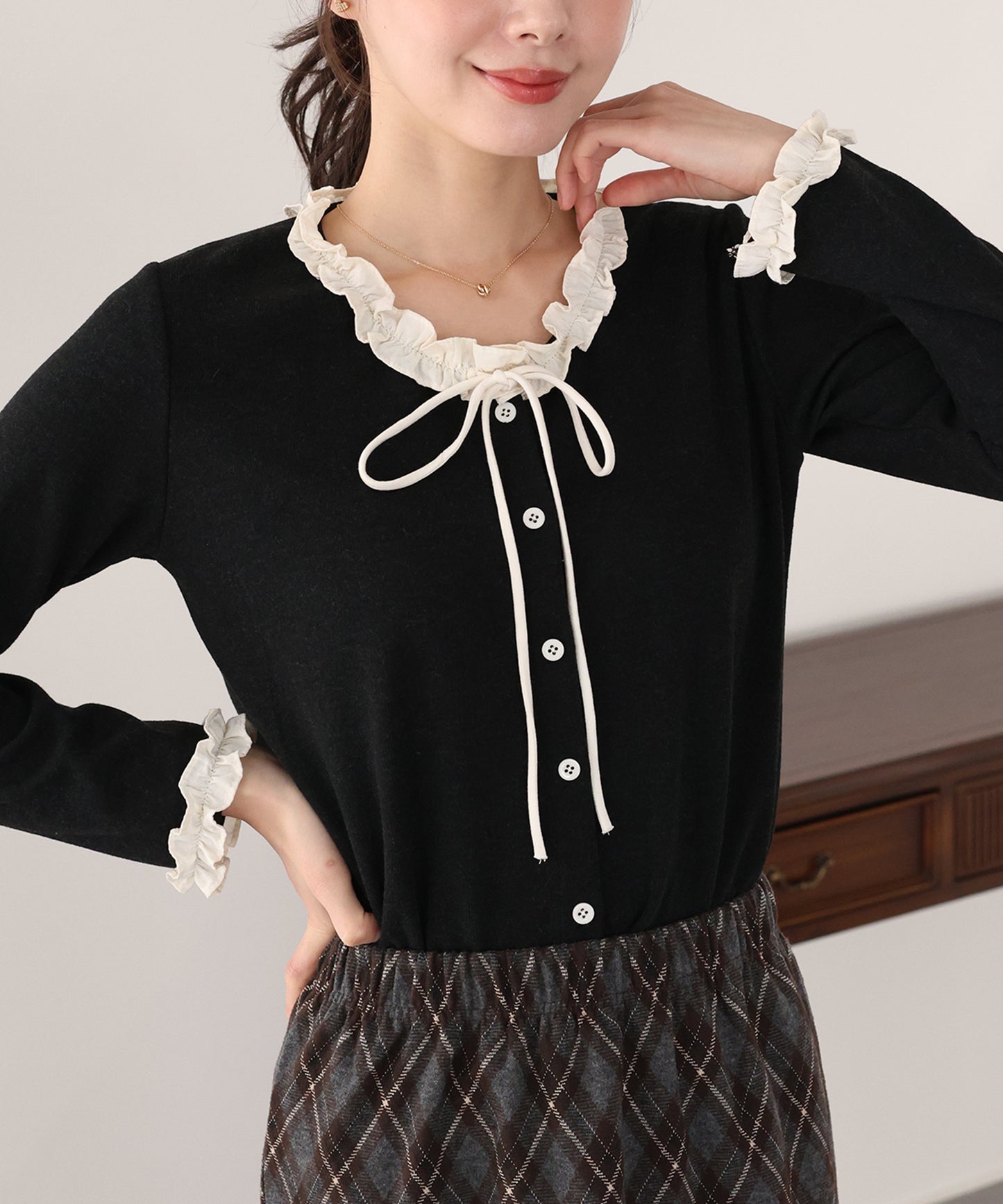 【早割5％OFF】フリルドッキングニット