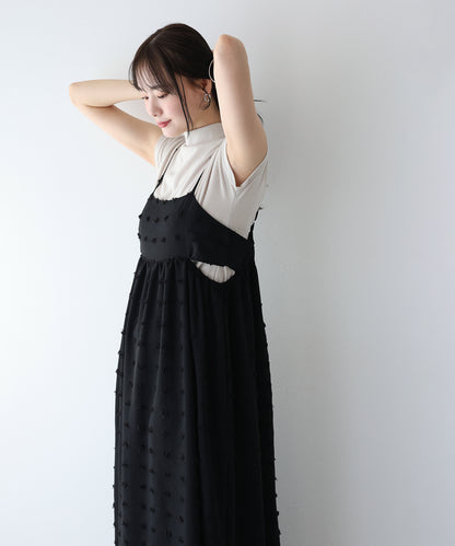 【SALE】ドットジャガードキャミワンピース