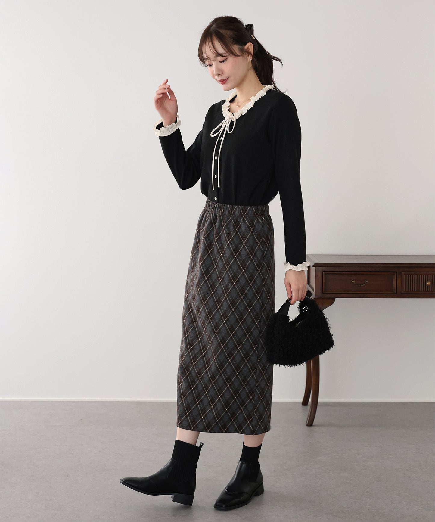 【早割5％OFF】フリルドッキングニット