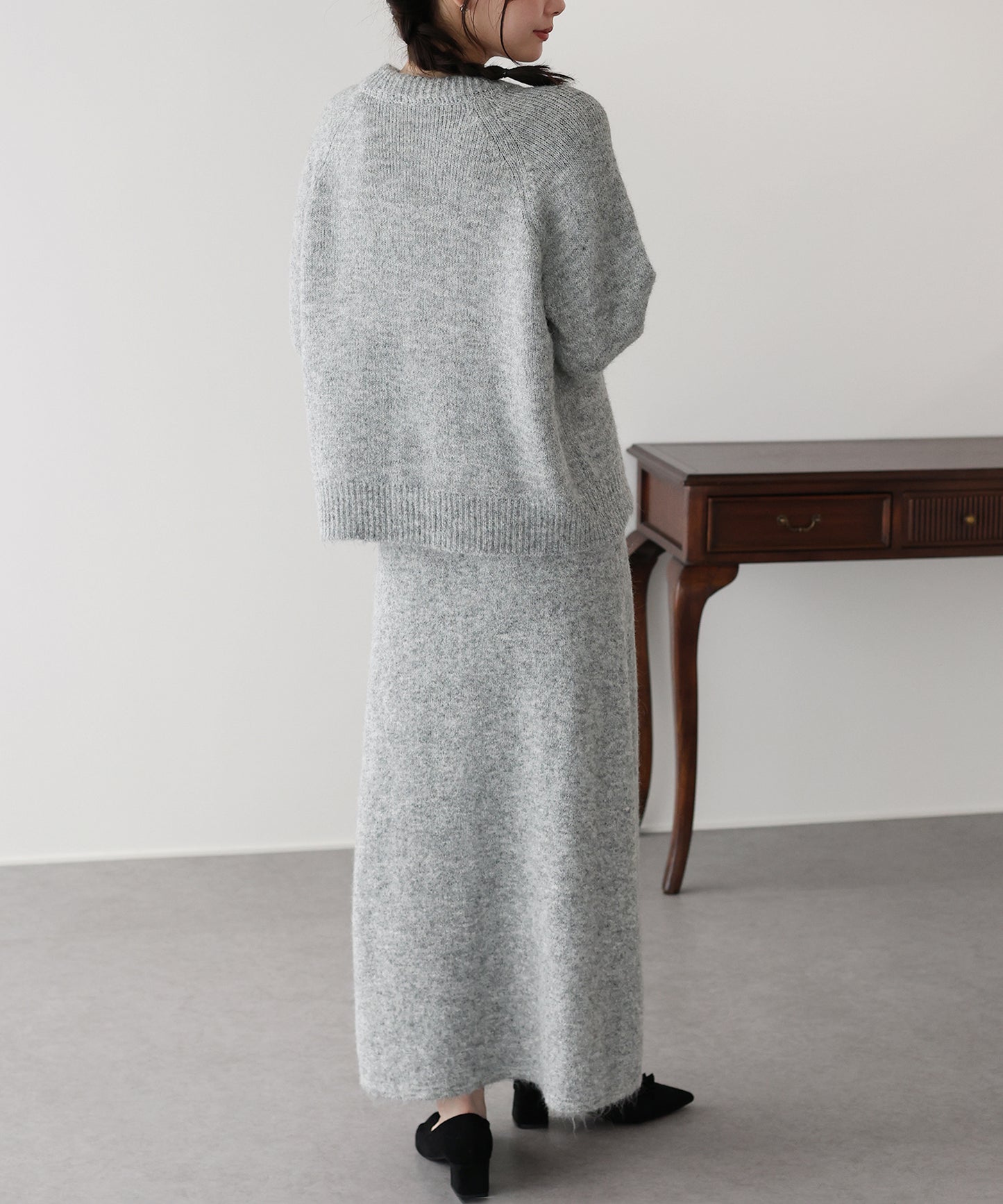 【早割5％OFF】リボンニット＆スカート セットアップ