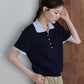 【早割5％OFF】ゴールドボタン配色ポロネックニット【メール便】