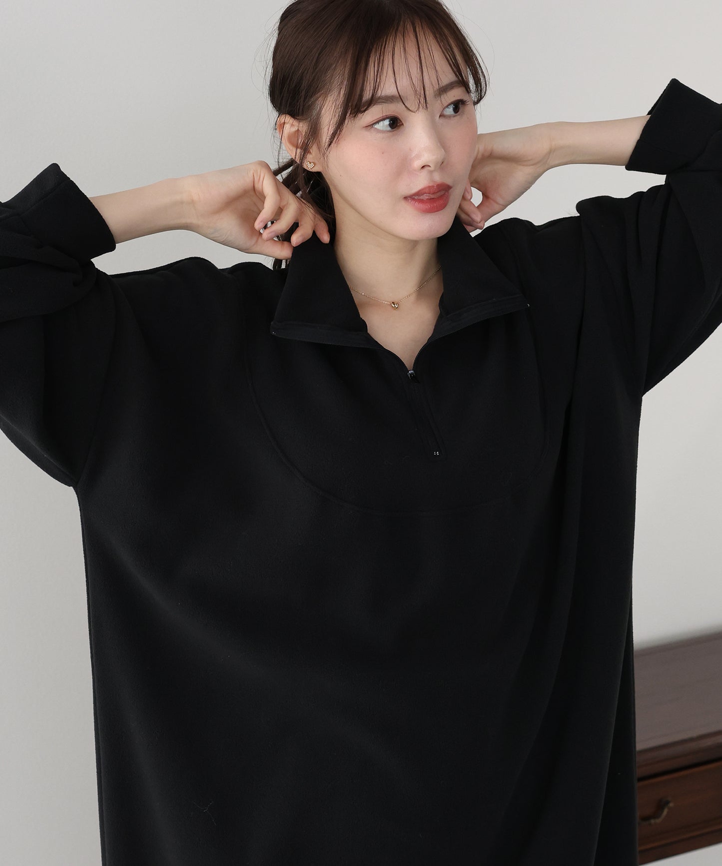 【早割5％OFF】ハーフジップフリースワンピース