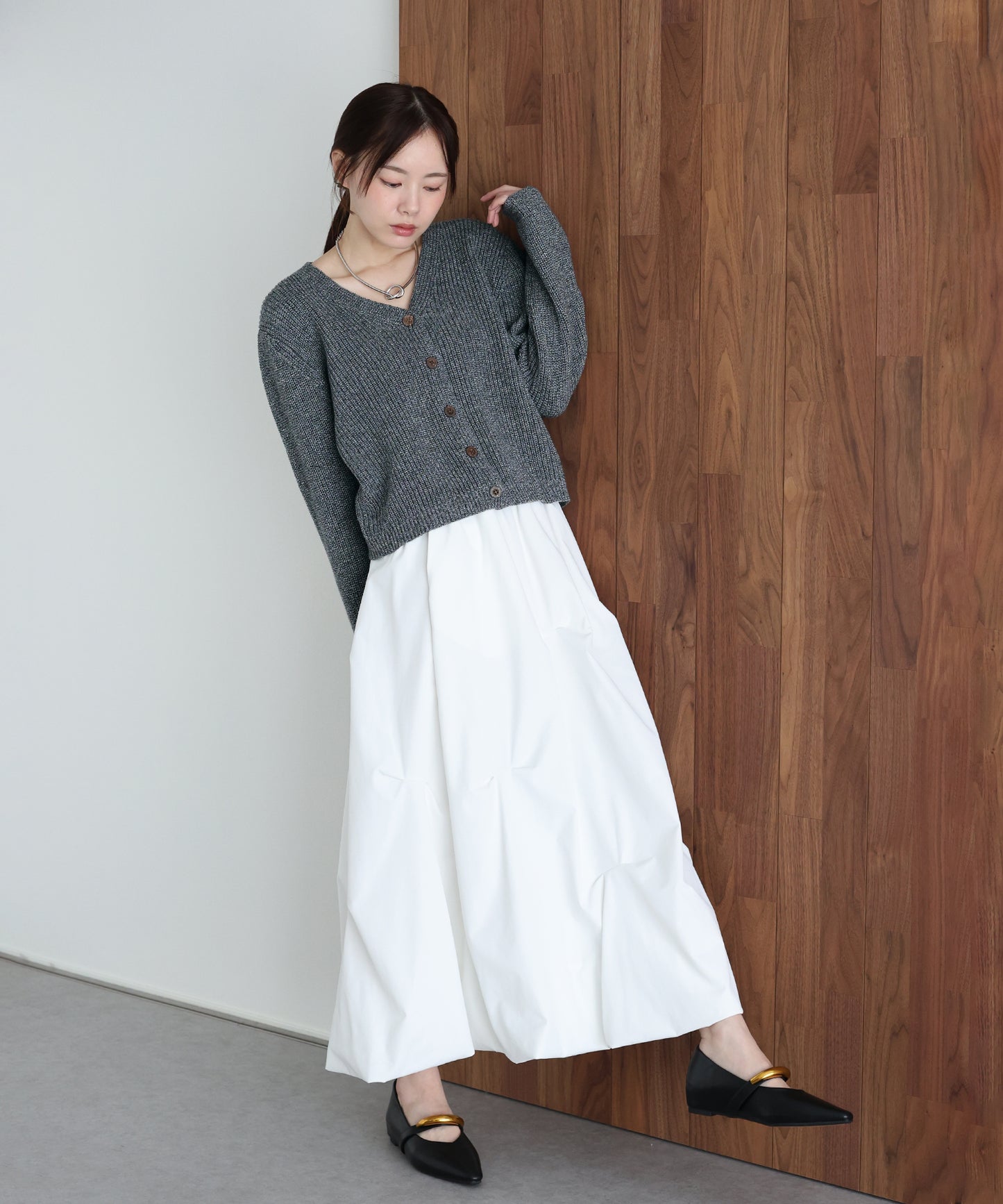 スラブニットＶネックカーディガン