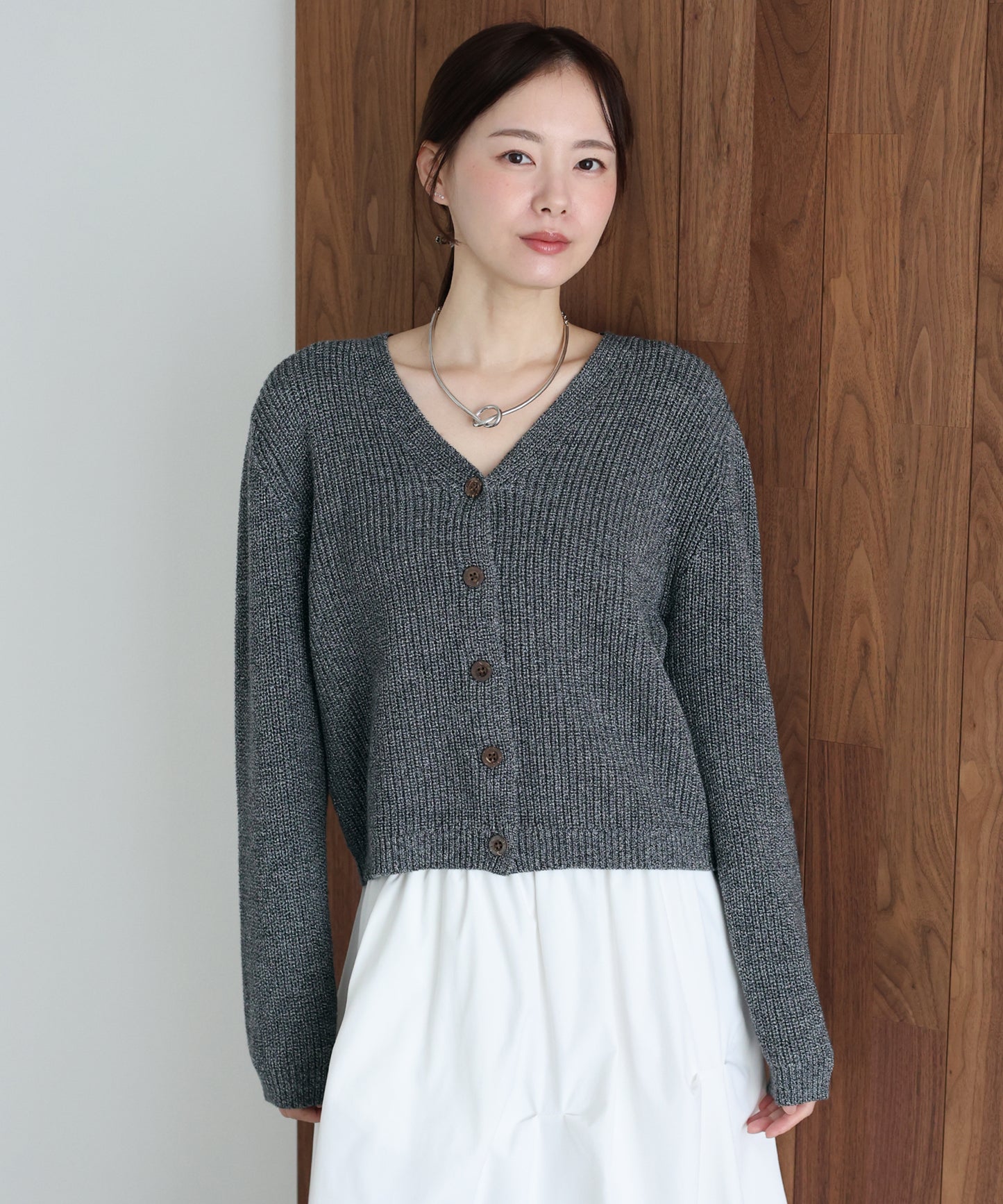スラブニットＶネックカーディガン