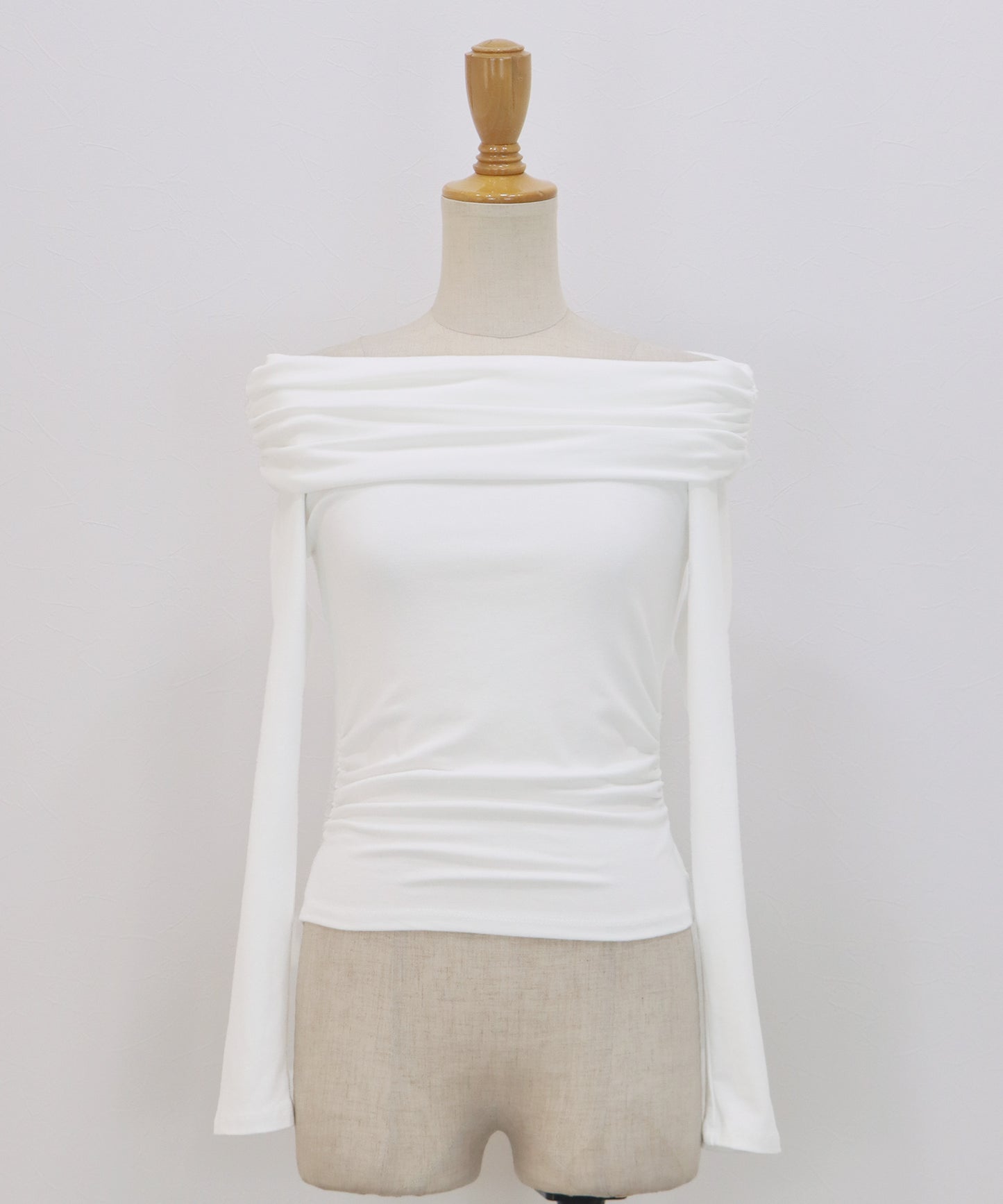 【早割5％OFF】ギャザーオフショルダーカットソー【ネコポス】