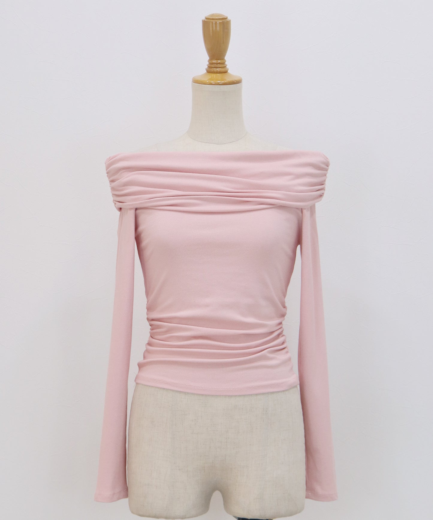 【早割5％OFF】ギャザーオフショルダーカットソー【ネコポス】