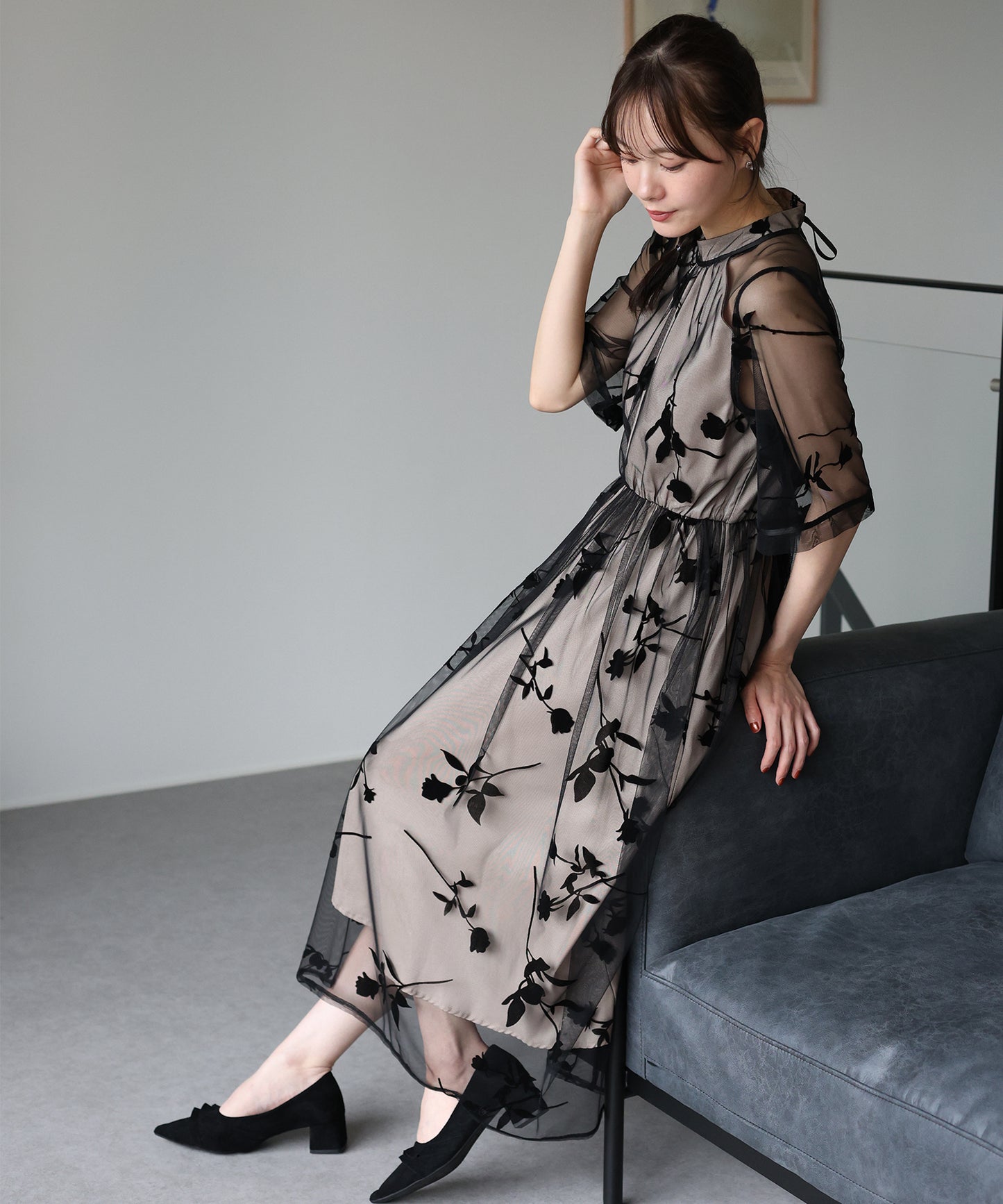 【TIME SALE】バックリボンレースパーティードレス